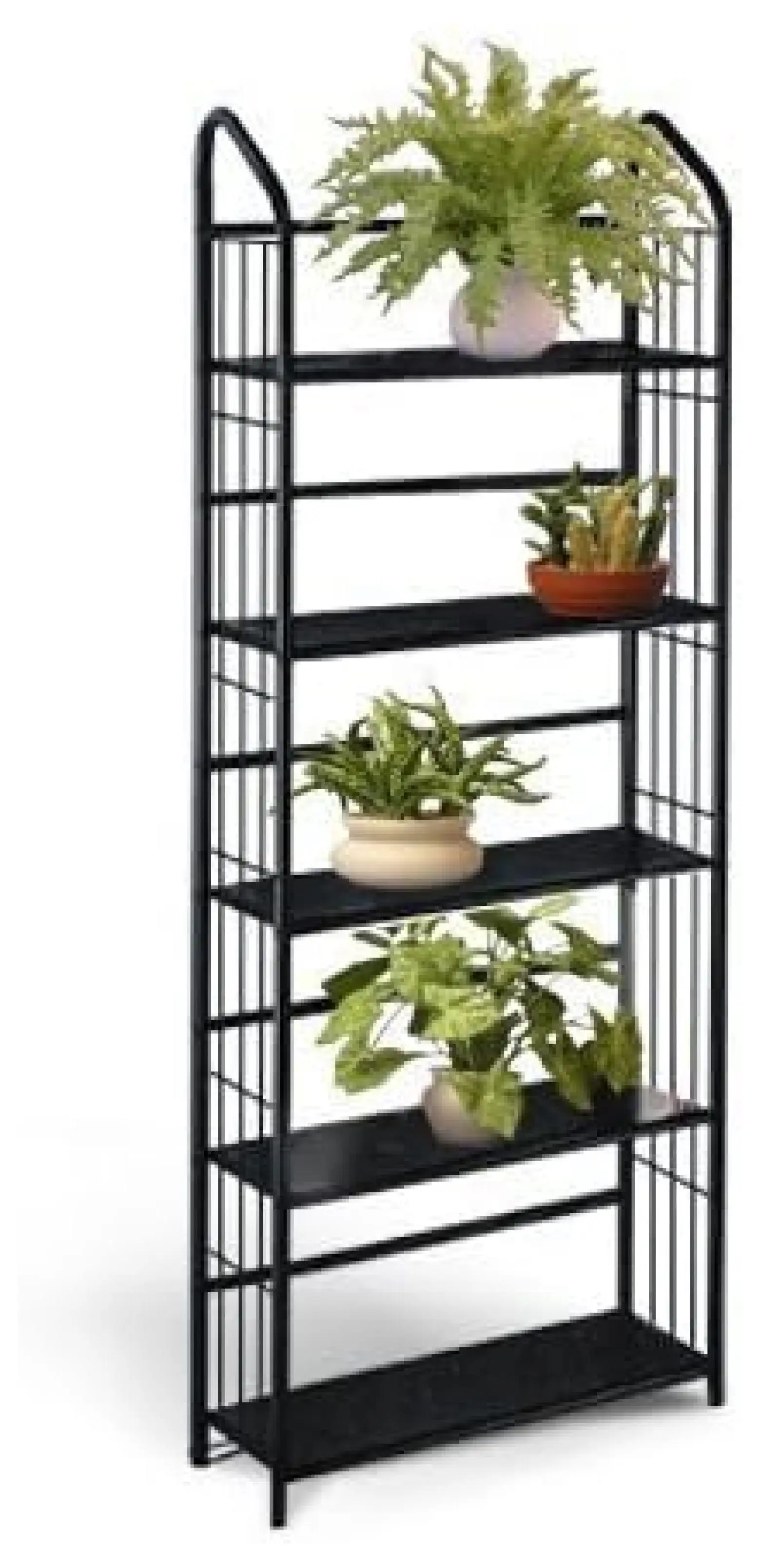 Black Metal Outdoor Patio Plant Stand 5 Tier Shelf Unit