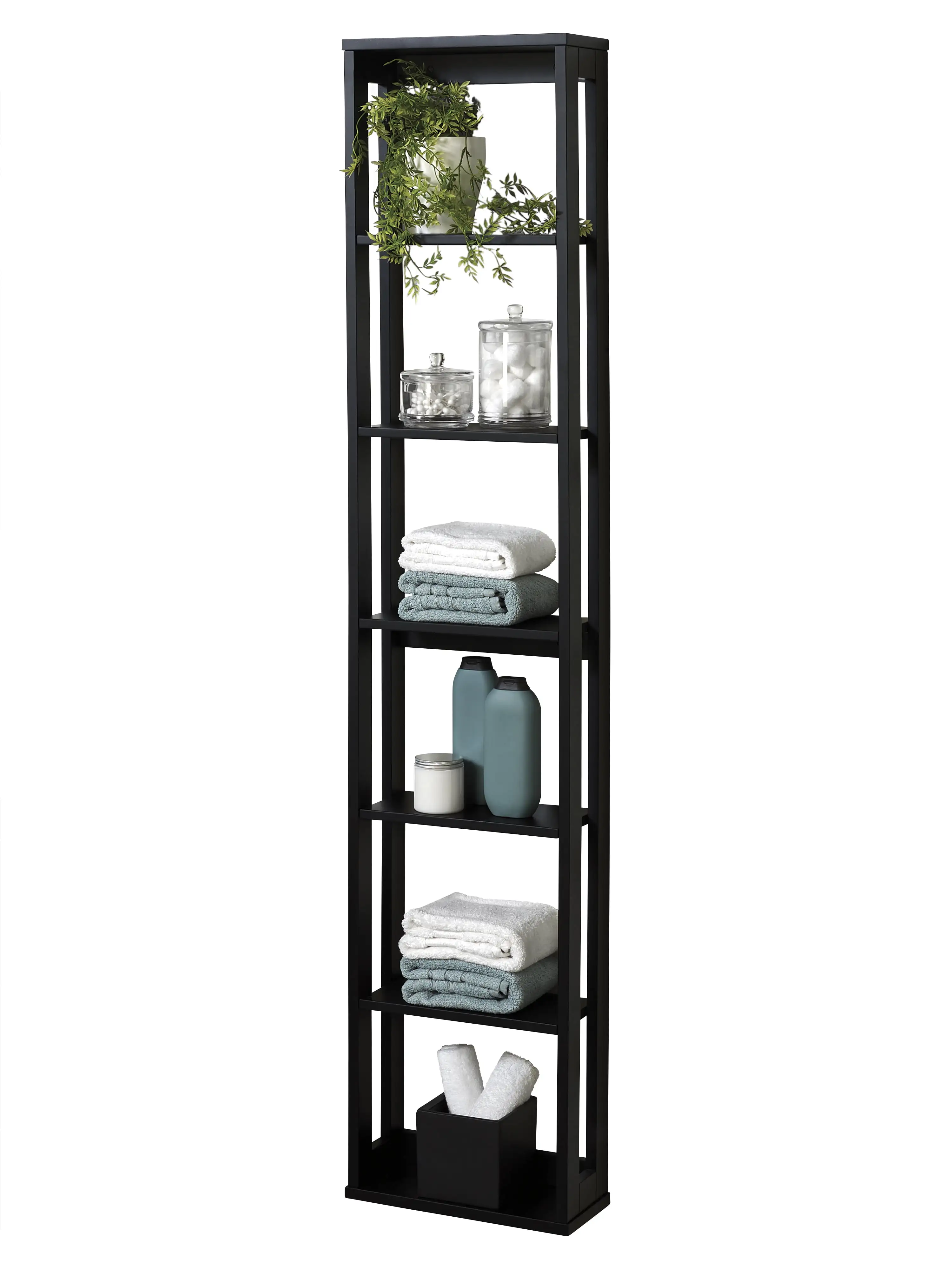 Black Wall Mounted Storage Tower. Zenna Home Small Spaces