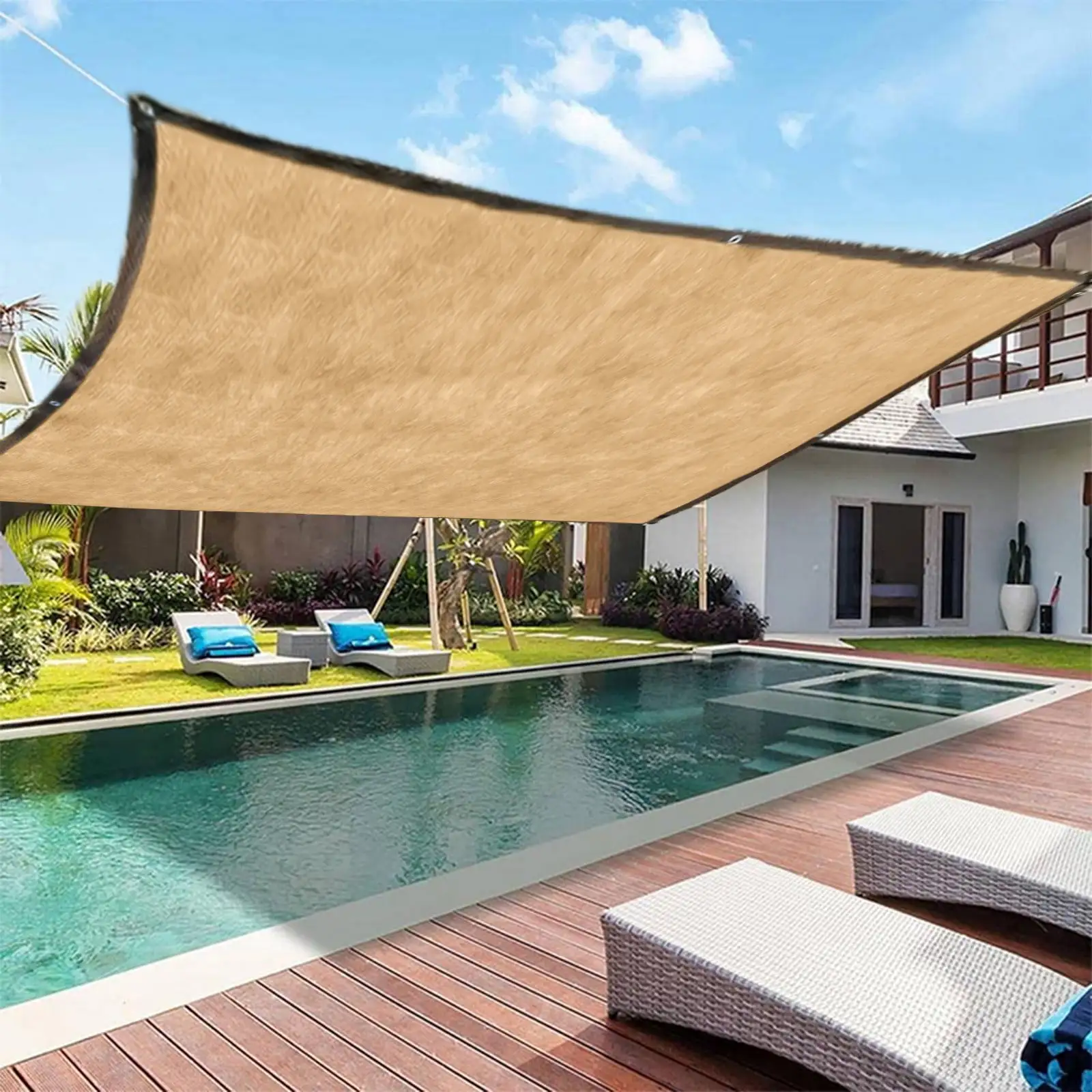 Blateno Sun Shade Canopy Outdoor Sunshade Swimming Pool Sun Awning Sunshine Protection Rectangle Shade Canopy Sunshine Block For Patio Garden Facility with Ropes