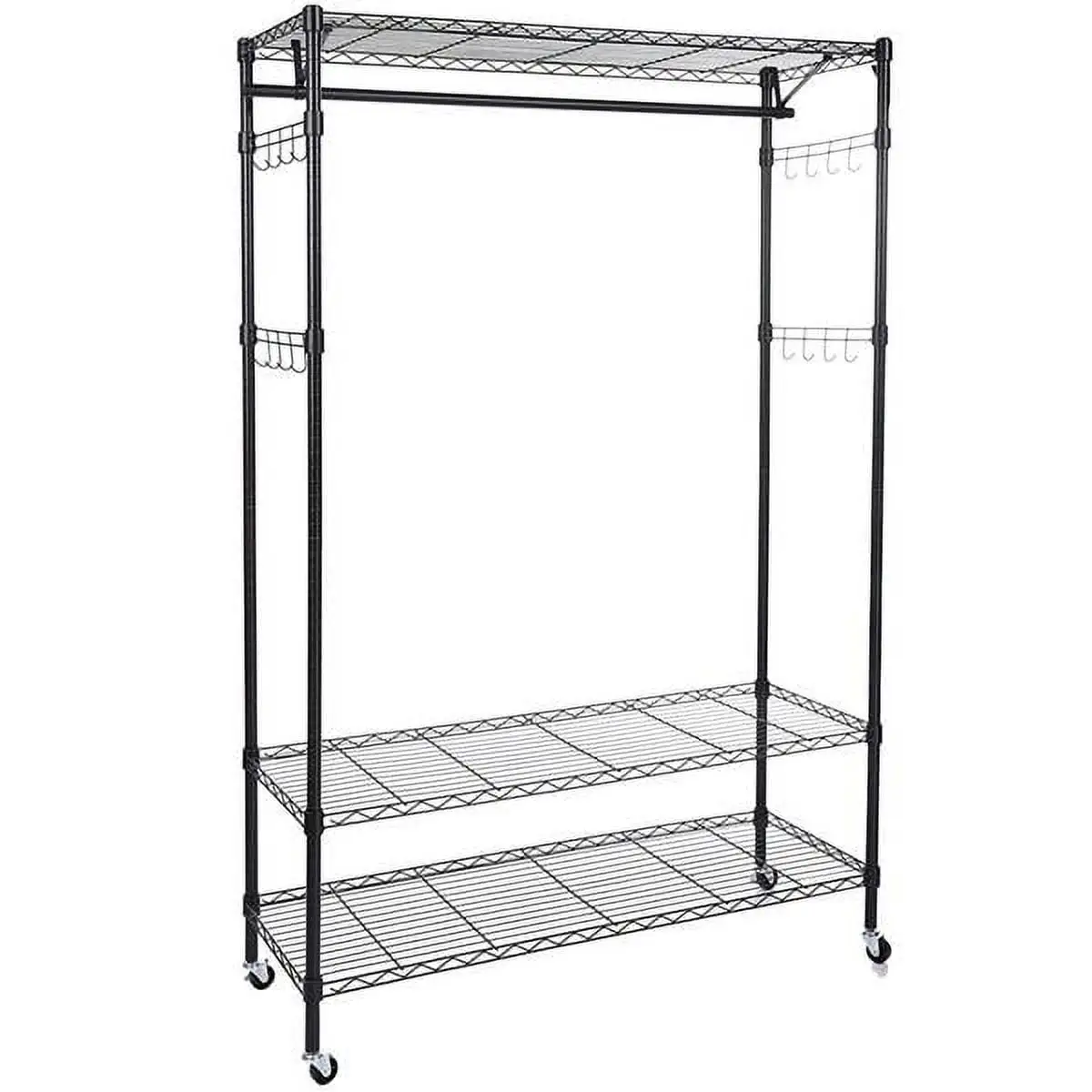 Bornmio 3-Tiers Large Size Heavy Duty Wire Shelving Garment Rolling Rack Clothing Rack