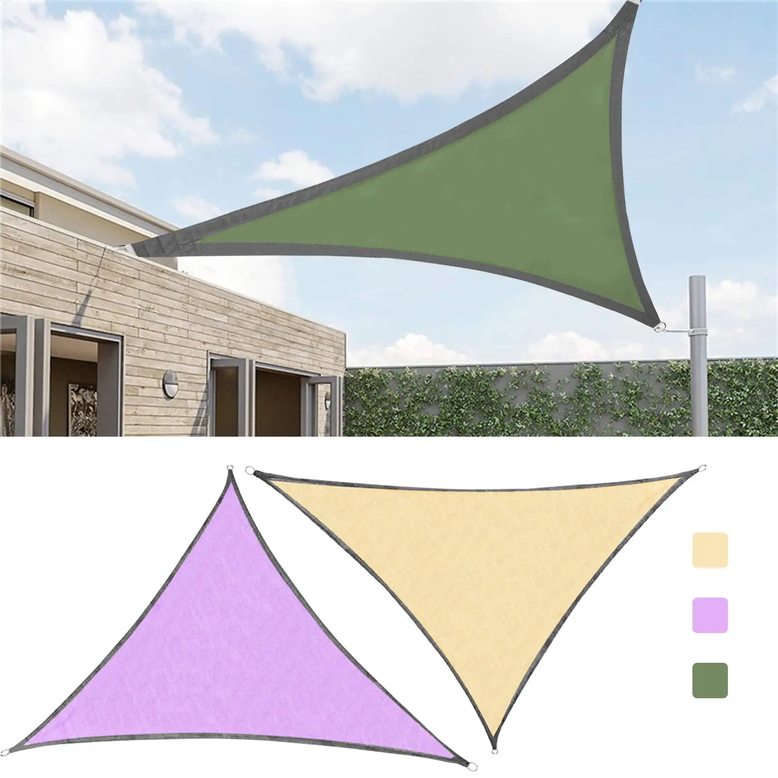 Bouanq Triangle Sand Sun Shade Sail Canopy UV Block Awning for Outdoor Patio Garden Backyard