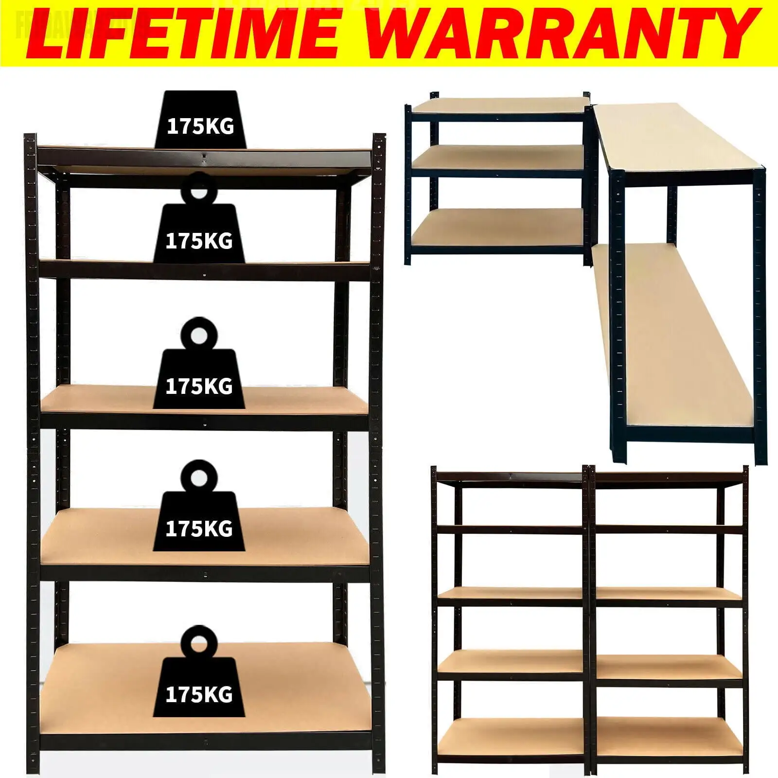 Bowoshen 5 Level 29Wx12Dx66H Adjustable Storage Shelving Unit.Heavy Duty Organizing Shelf Metal Utility Rack Boltless Shelves