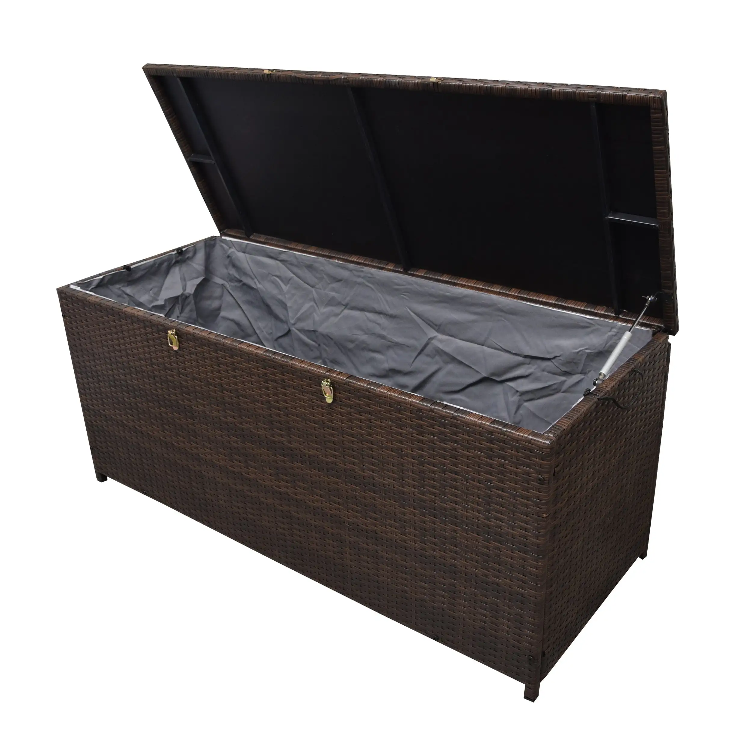 Brown Wicker Patio Deck Box with 113 Gallon Storage and Metal Frame