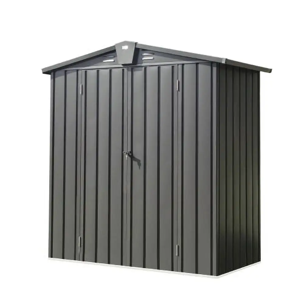 Buumin Outdoor Storage Shed 5.7x3 FT.Metal Outside Sheds&Outdoor Storage Galvanized Steel.Tool Shed with Lockable Double Door for Patio.Backyard.Garden.Lawn (5.7x3ft. Black)