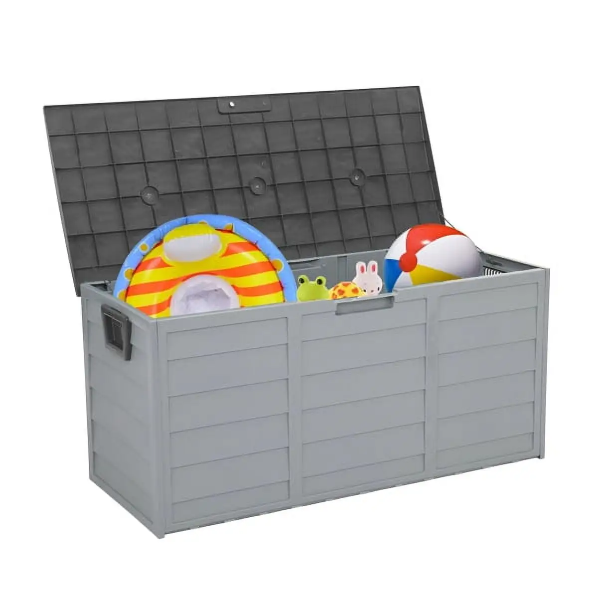 Buytoshop 75Gal Outdoor Garden Plastic Storage Deck Box for Cushions Toys.Grey