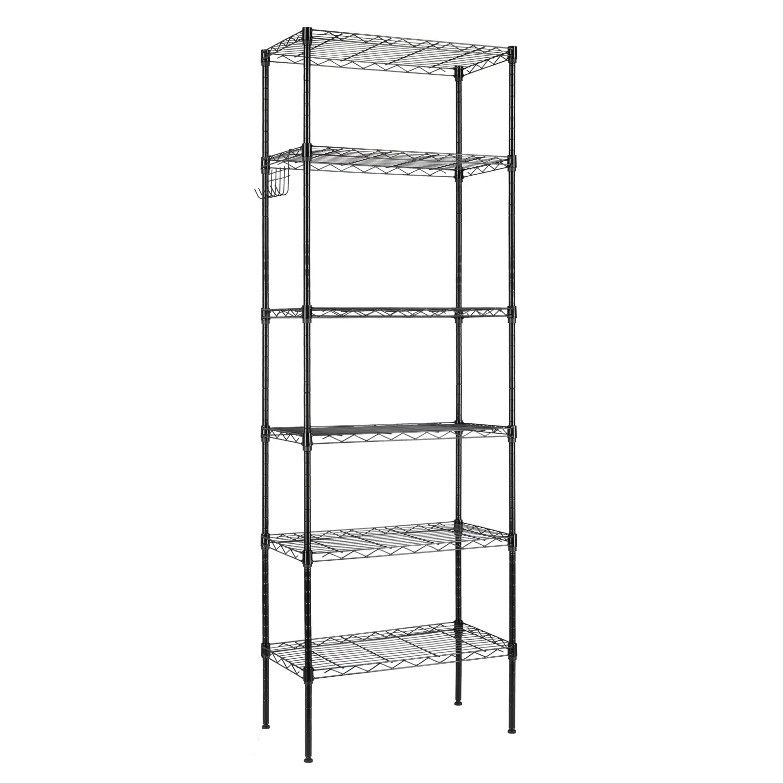 CAIHONG 6-Wire Shelving Metal Storage Rack Adjustable Shelves. Standing Storage Shelf Units for Restaurant Garage Laundry Bathroom Kitchen Pantry Closet (Black. 21.25L x 11.42W x 64.96H)