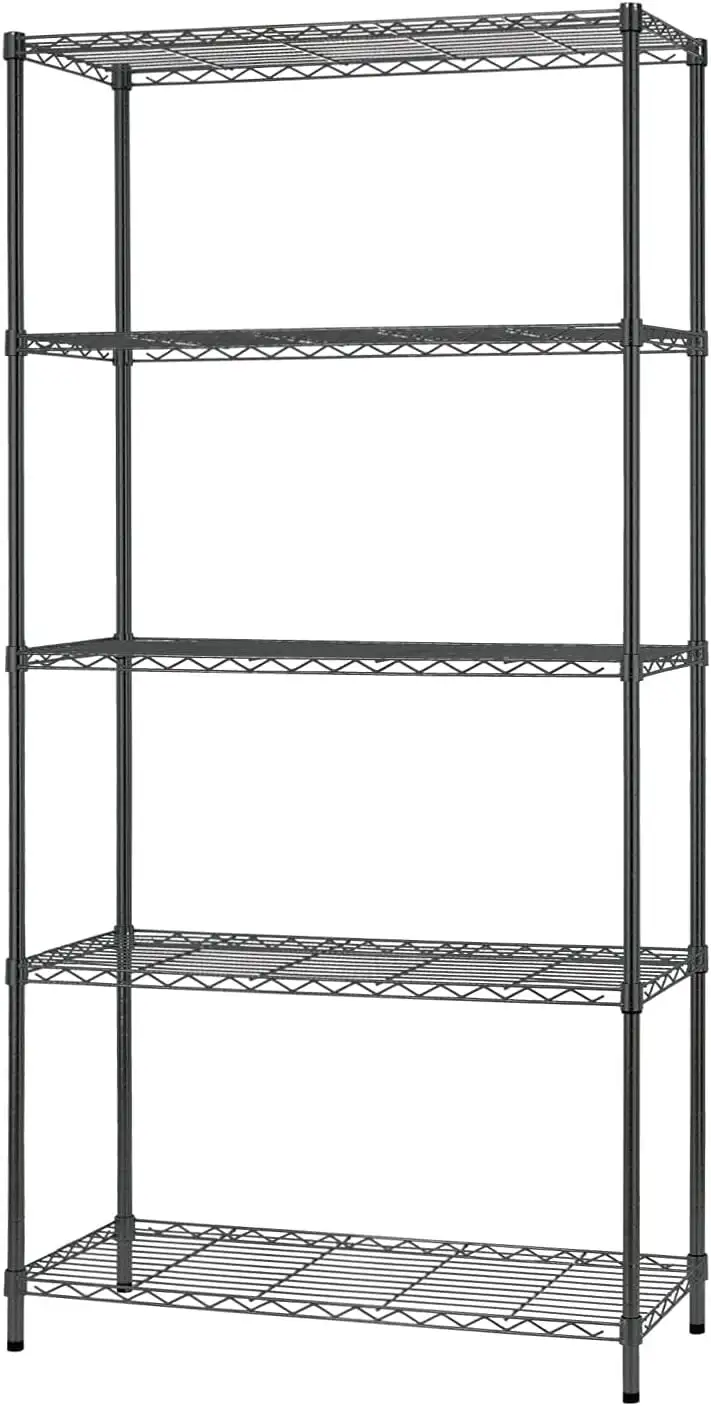 CAIHONG Wire Shelving Unit Metal Commercial Shelf with 5 Tier Layer Rack Strong Steel for Restaurant Garage Pantry Kitchen Garage Heavy Duty Storage Shelving Unit . Sliver (36L x 14W x 71H)