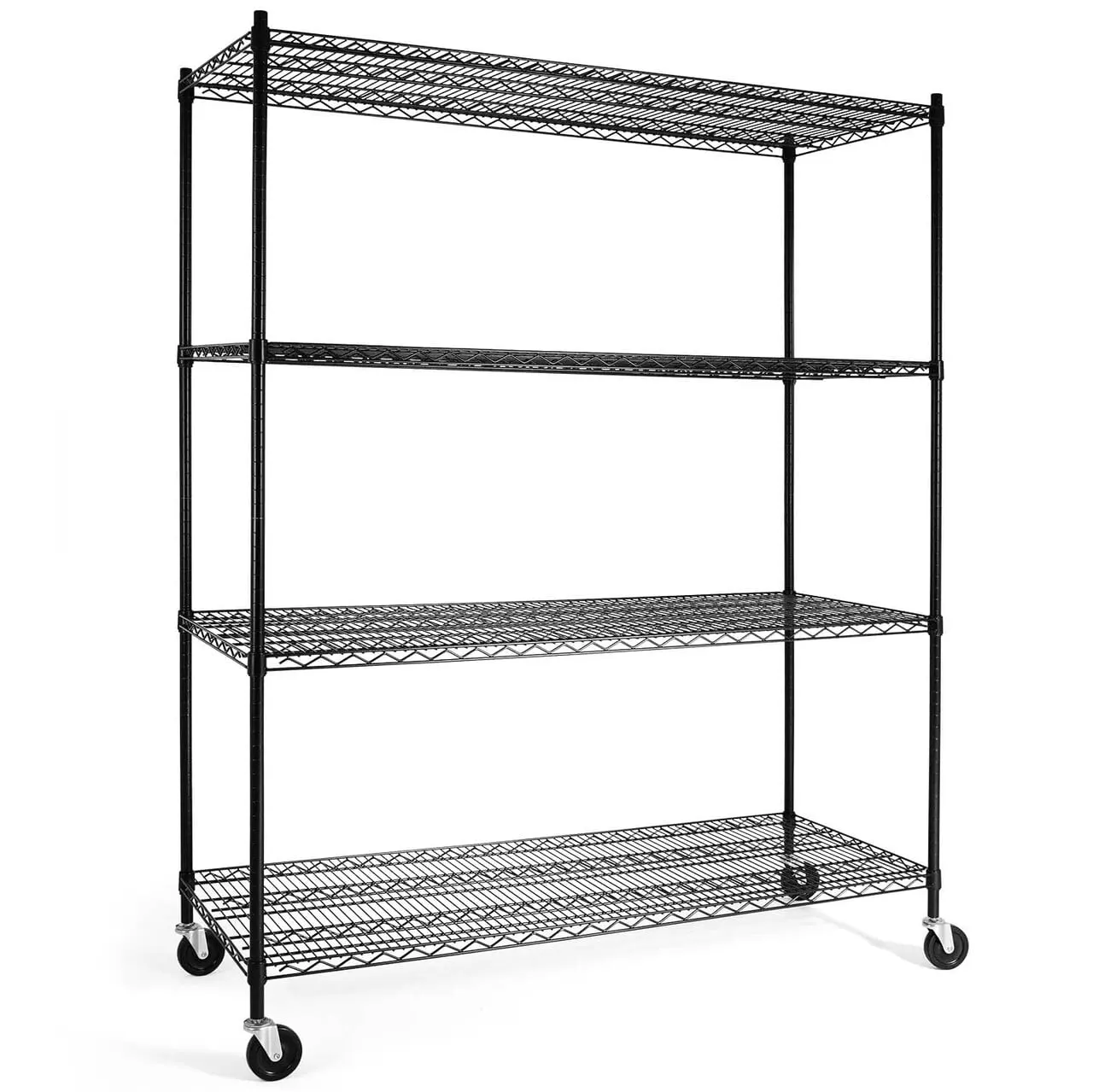 CAPHAUS 4-Tier Commercial Grade Heavy Duty Adjustable Height Wire Shelving w/ Wheels & Leveling Feet. Storage Metal Steel Shelf. Garage Shelving Storage. Utility Wire Rack Storage Shelving Unit