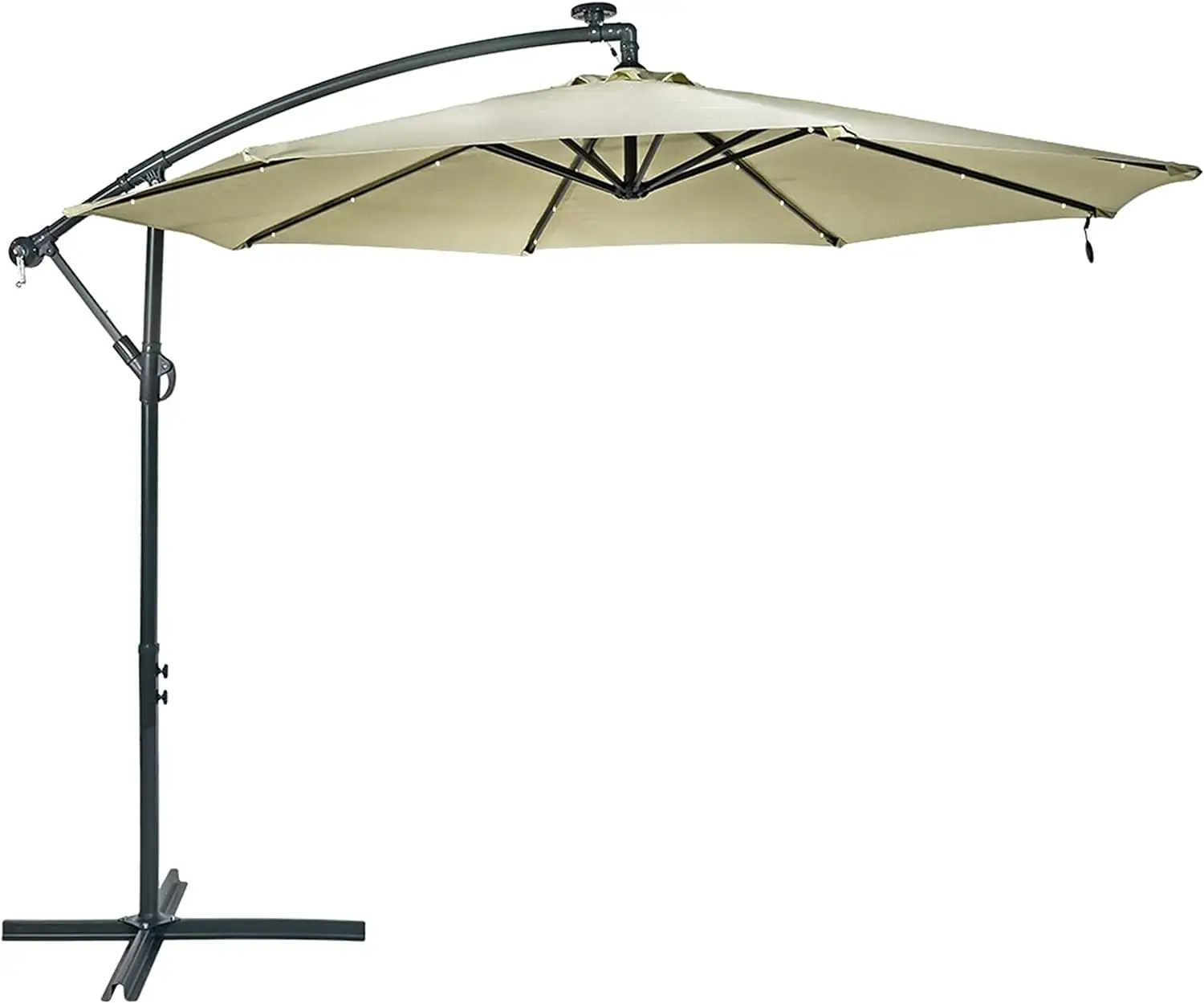 CGFHYP 10-Foot Offset Cantilever Solar Patio Umbrella - Features Outdoor LED Lights Crank and Cross Base