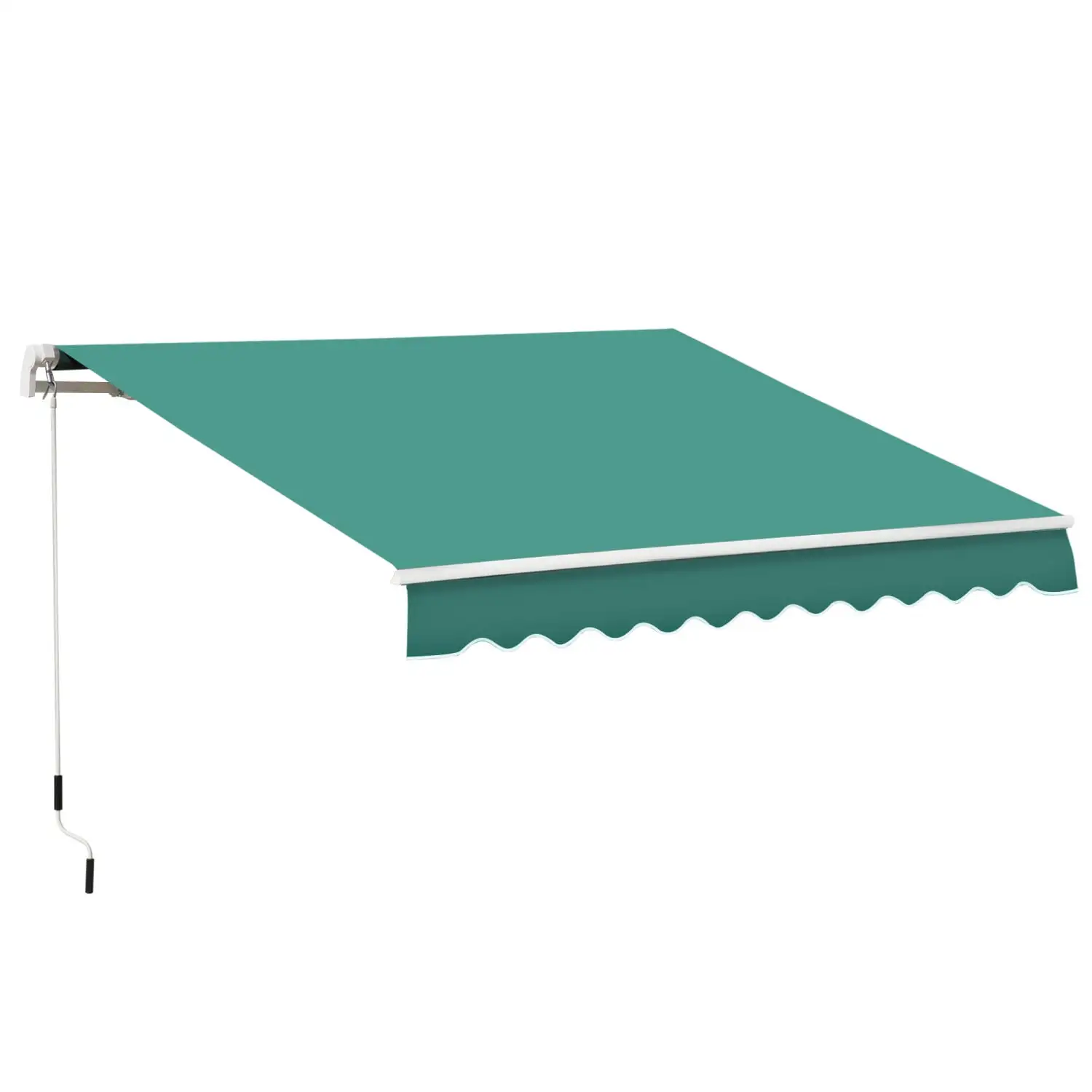 CGFHYP 10' x 8' Retractable Awning Patio Awnings Sunshade Shelter w/ Manual Crank Handle UV & Water-Resistant Fabric and Aluminum Frame for Deck Balcony Yard Green