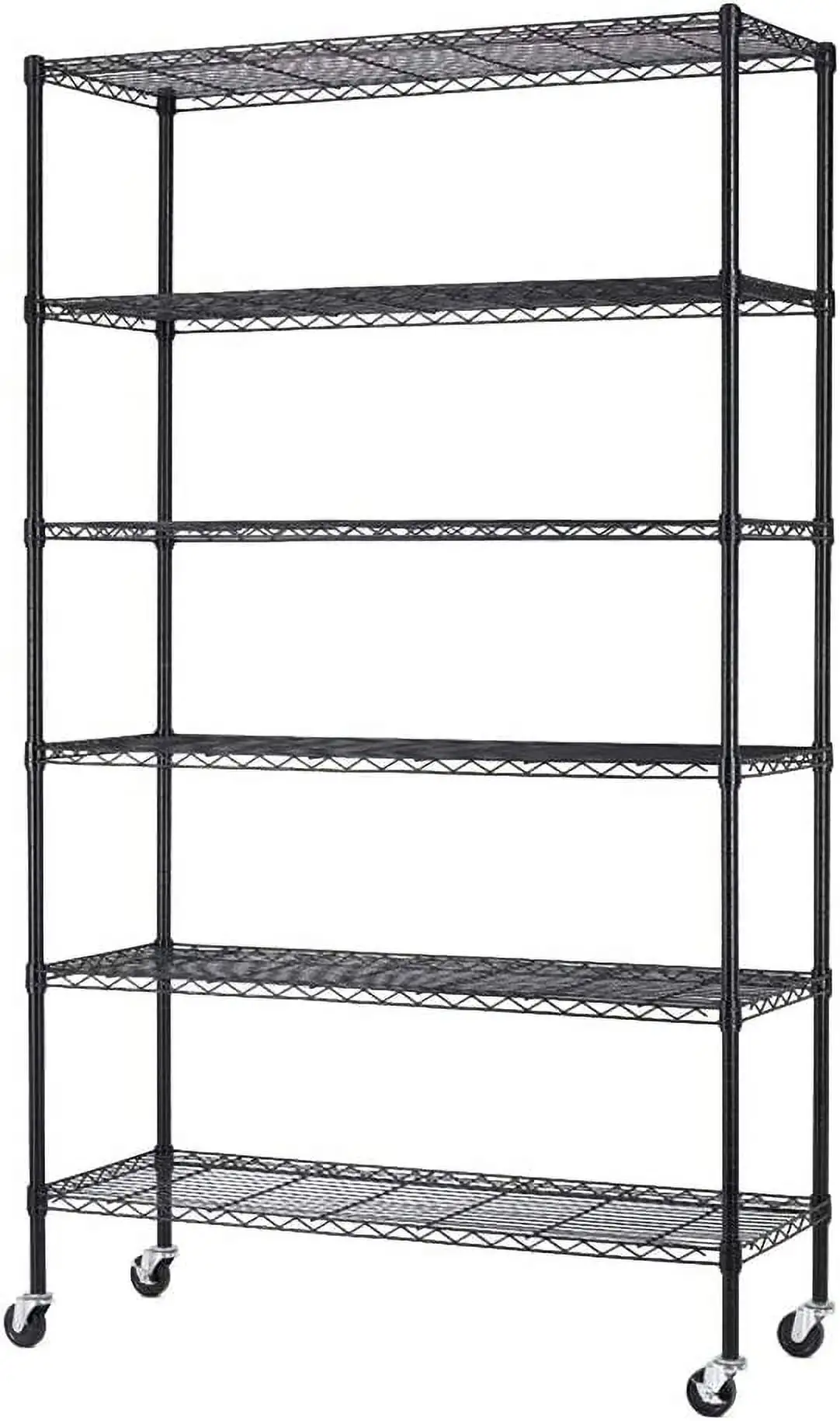 CGFHYP 72"x48"x18" 6 Tire Wire Shelving Unit NSF Shelves Large Heavy Duty Metal Organizer Height Adjustable Commercial Grade Steel Rack 2100 LBS Capacity with Wheels Black