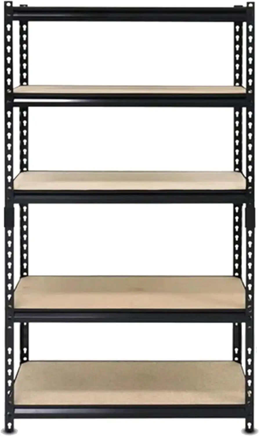 CGFHYP Indoor Outdoor 72 Inch 5 Tier Steel Utility Shelving Unit with Adjustable Shelves for Warehouse Laundry Room and Garage Black