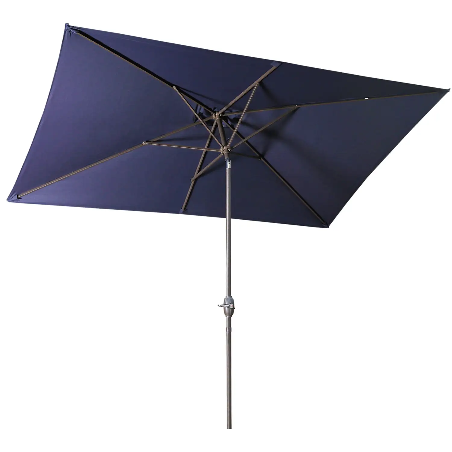 CGFHYP Rectangular Patio Umbrella 6.5 ft. x 10 ft. with Tilt Crank and 6 Sturdy Ribs for Deck Lawn Pool in NAVY BLUE