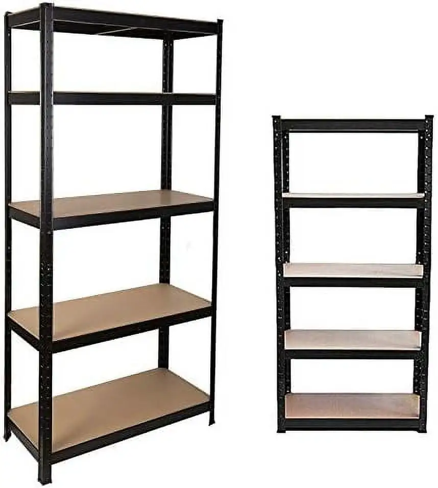 CHFBC 77" Shelves Heavy Duty Steel Frame 5-Tier Garage Shelving Unit Metal Multi-Use Rack for Home/Office/Dormitory/Garage Adjustable Height Bolt-Free Easy Installation Black