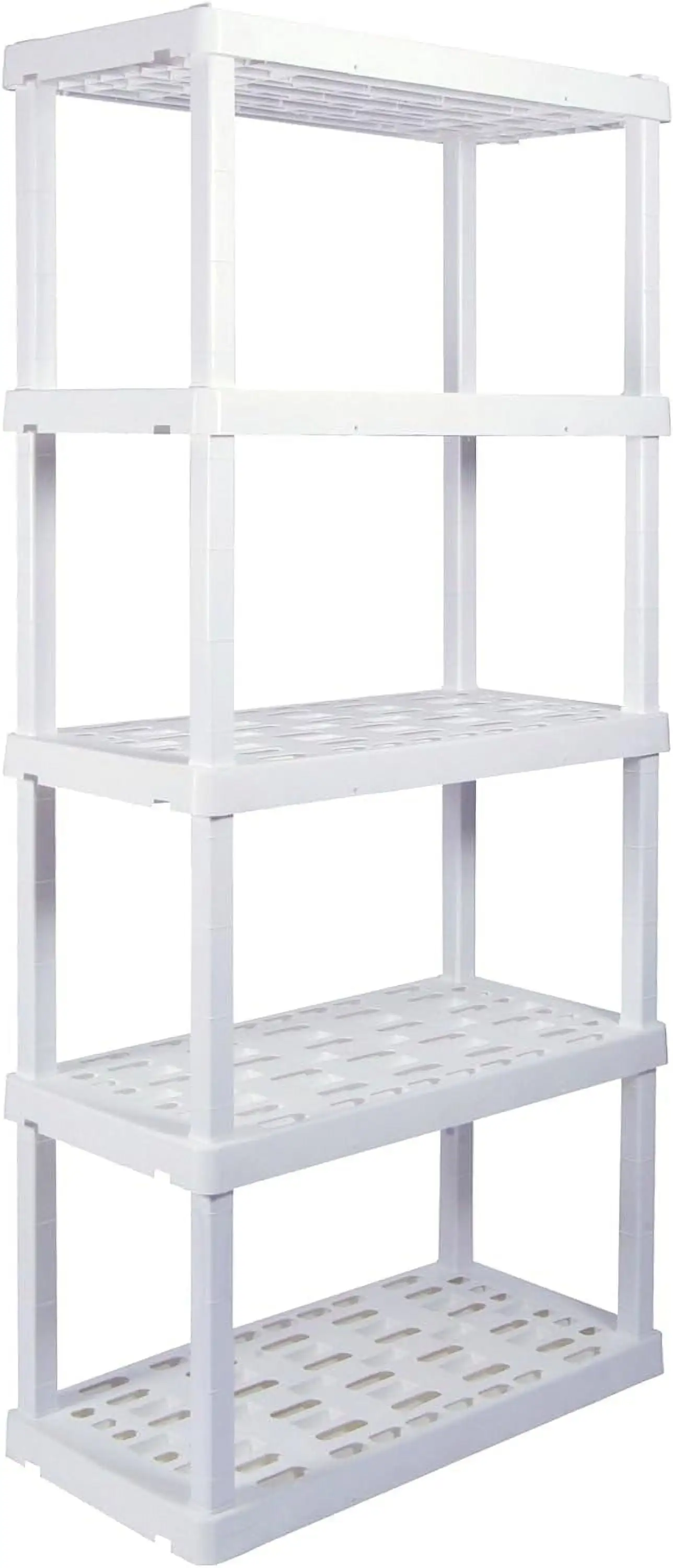 CHFBC Oskar 5 Tier Plastic Garage Shelving Unit Rack and Shelves - Ideal for Shed and Organizer - Perfect for Garage and Shelving Solutions White