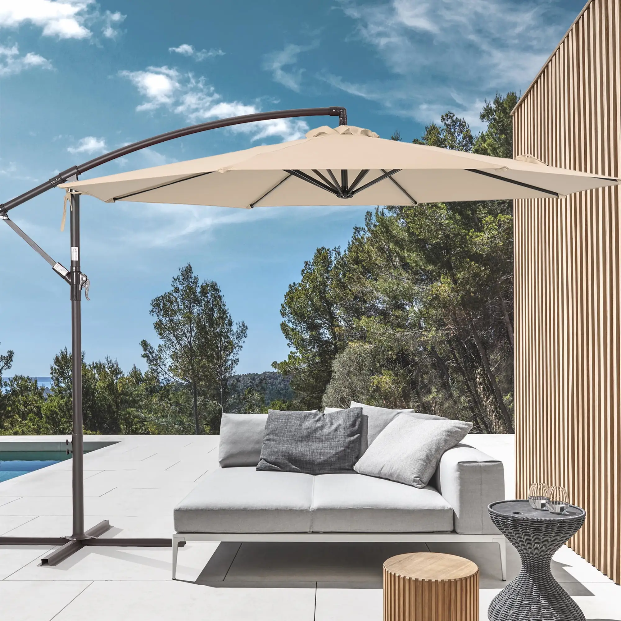 CHYVARY 10ft Outdoor Patio Umbrella. Round Canopy Offset Umbrella for Villa Gardens. Lawns and Yard.Beige