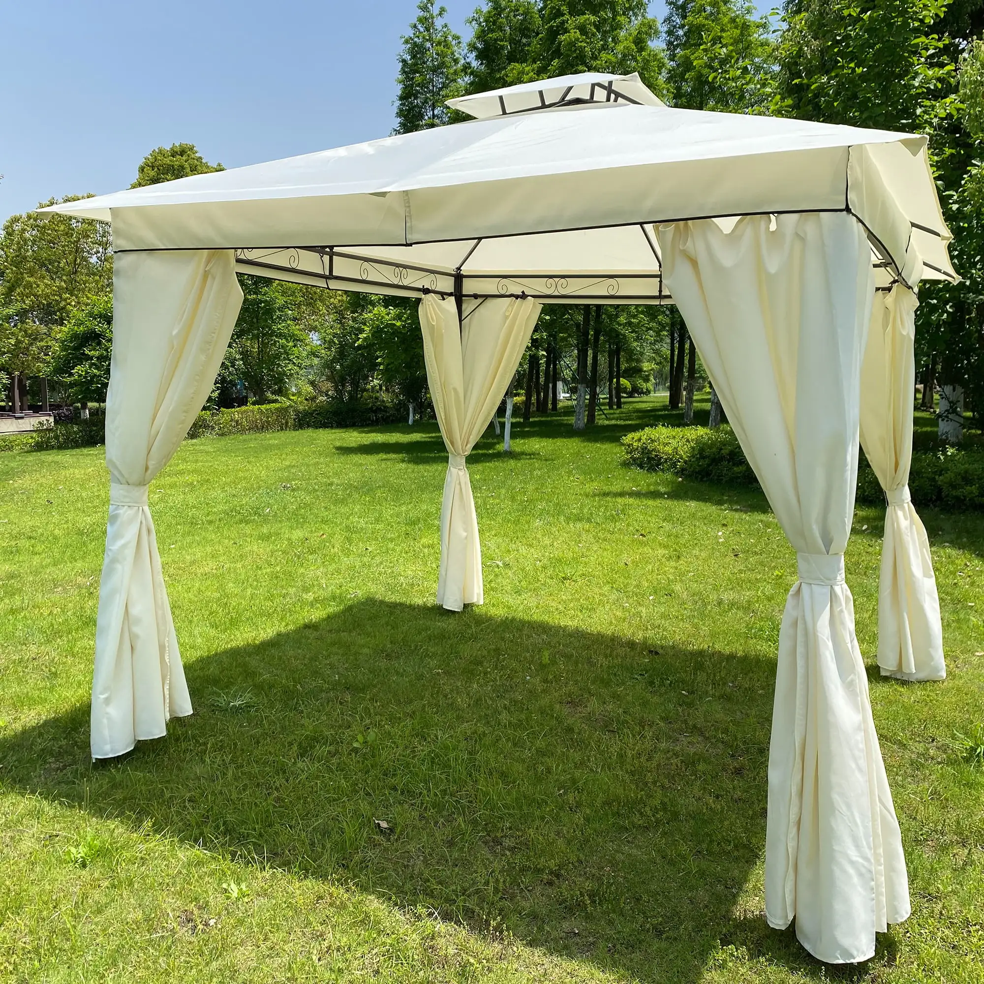 CITYLE Canopy Gazebo 10x10 ft. Outdoor Gazebo Steel Frame with Vented Soft Top. Portable Tent for Backyard. Patio and Lawn. Gazebo Tent With Curtains. White