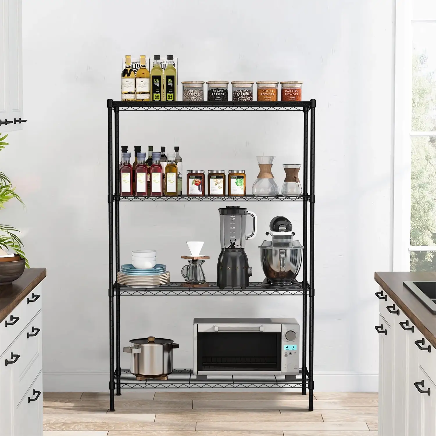 CL.HPAHKL 4 Tier Kitchen Storage Shelves Adjustable Metal Shelving Units NSF Wire Shelving. Storage Racks and Shelving 1000lbs Capacity for Kitchen Garage Pantry. 36L x 14W x54H