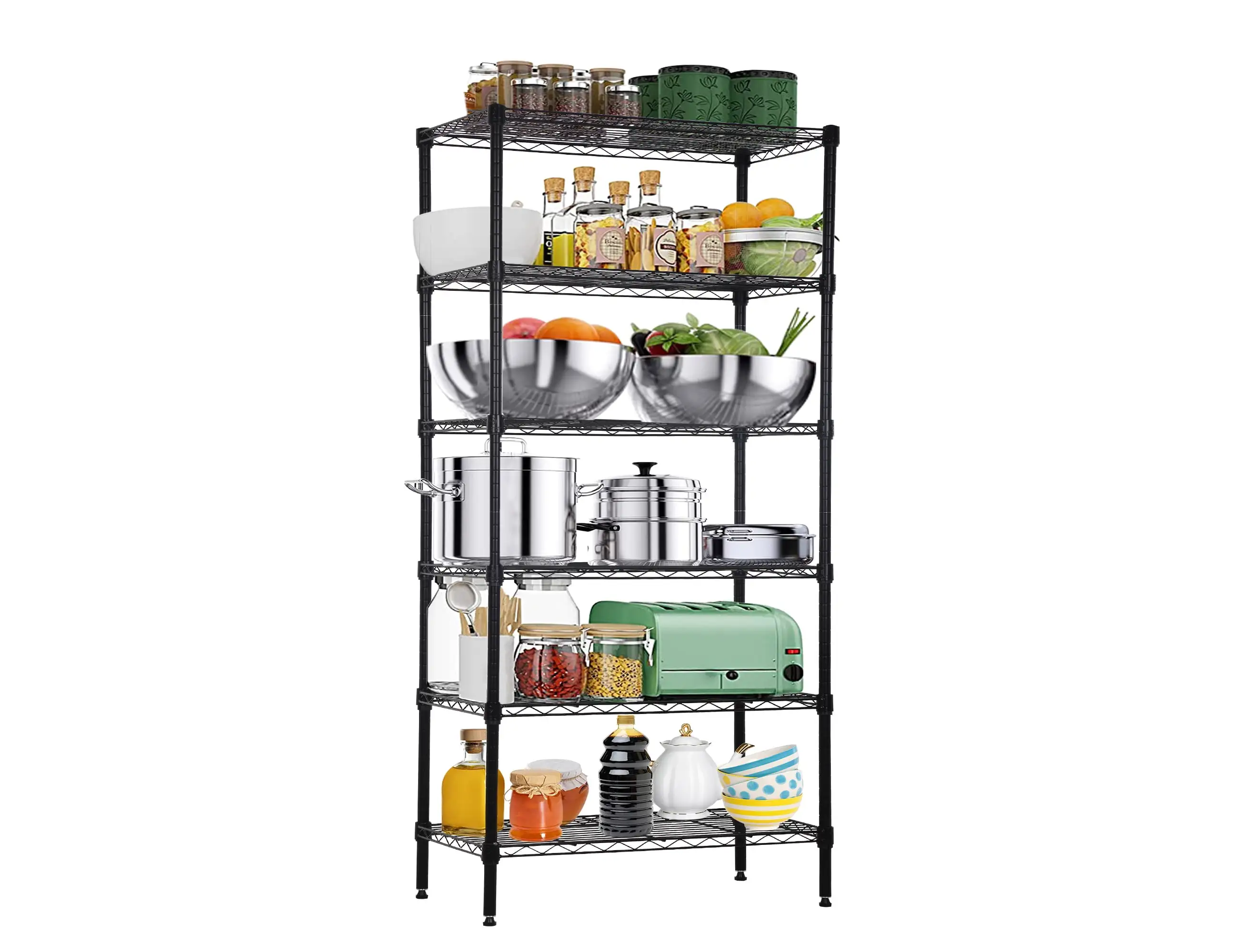 CL.HPAHKL 6 Tier Wire Shelving Unit. Metal Adjustable Storage Rack Heavy Duty 6 Layer Shelf Rack 1500 LBS Capacity Wire Shelving Rack for Restaurant Garage Pantry Kitchen