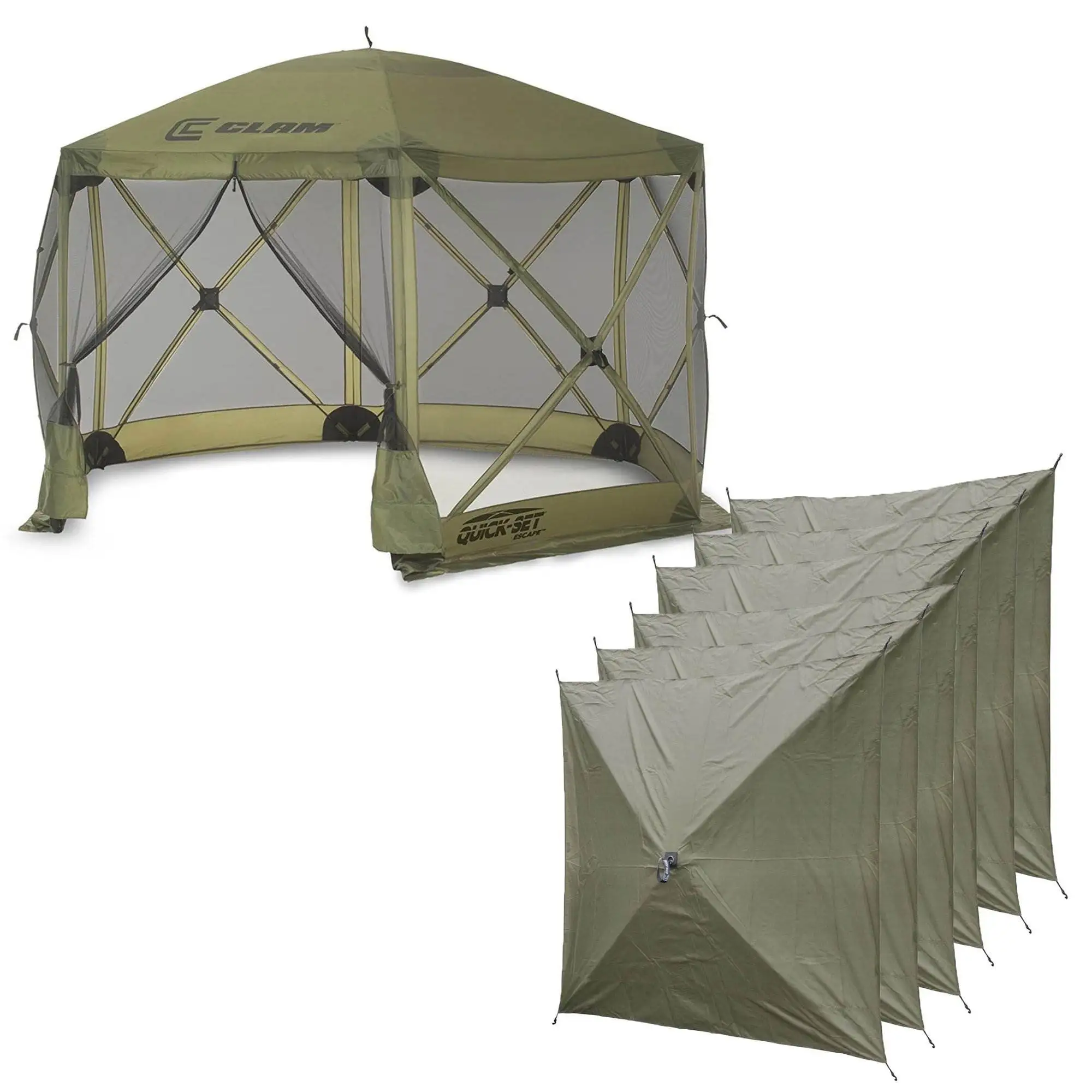 CLAM QuickSet Escape Portable Outdoor Gazebo Canopy Shelter & 6 Wind Panels