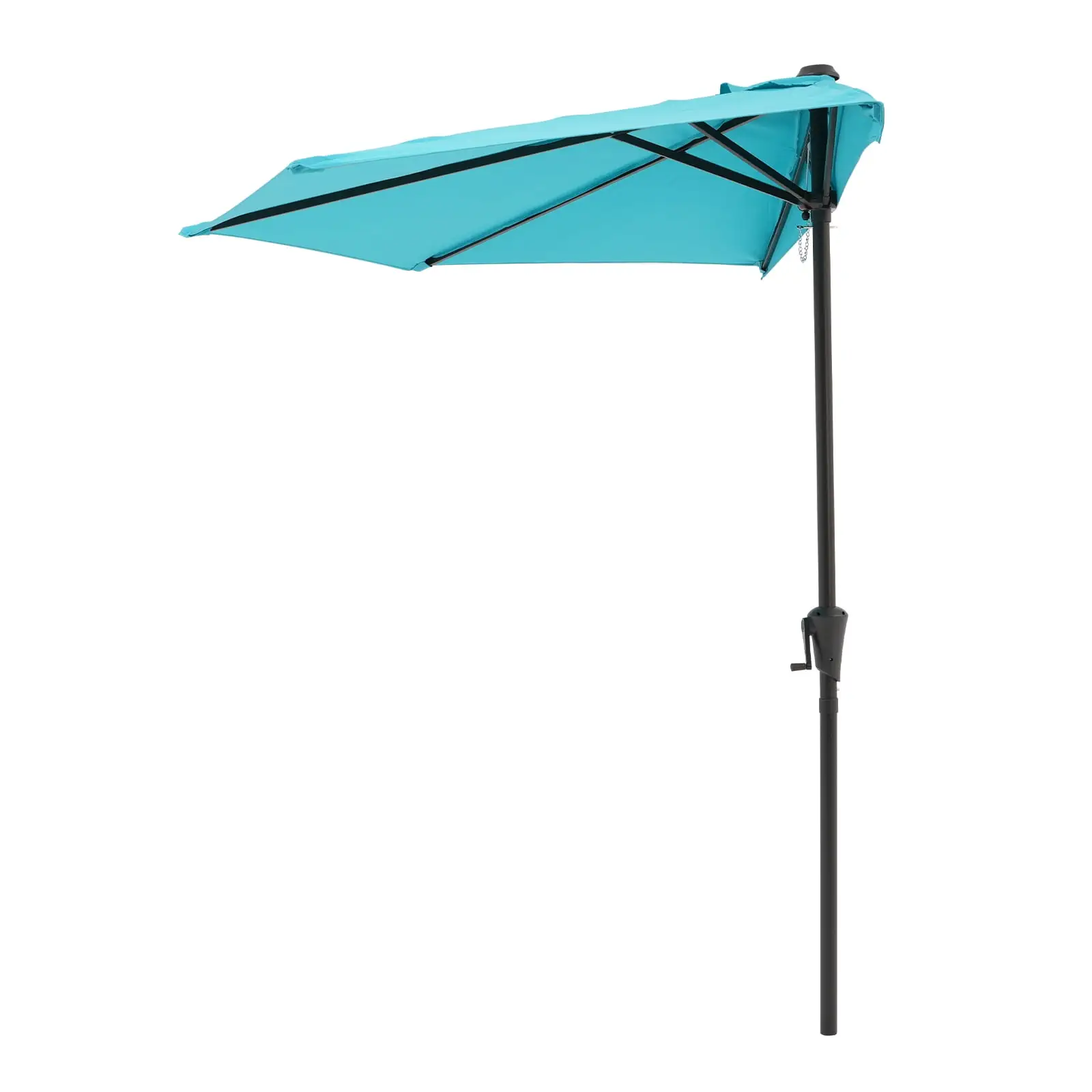 COBANA 9' Half Round Patio Outdoor Umbrella with Crank for Deck. Balcony. Garden. Blue