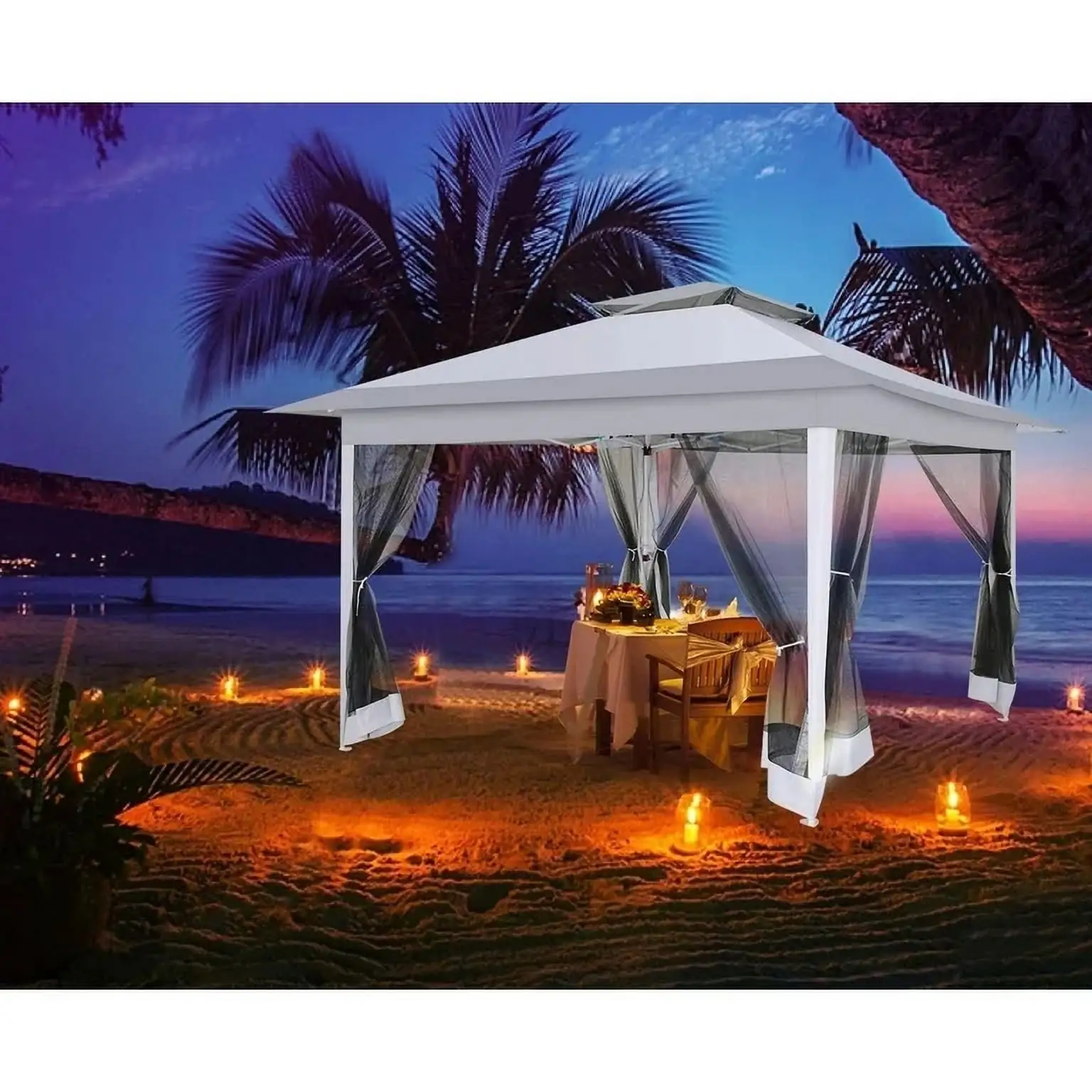 COBIZI 12'x12' Pop-up Gazebo Patio Gazebo Outdoor Gazebo Canopy with Mosquito Netting Patio Tent Backyard Canopy with 2-Tiered Vented Top 3 Adjustable Height and 144 Square ft of Shade. Gray