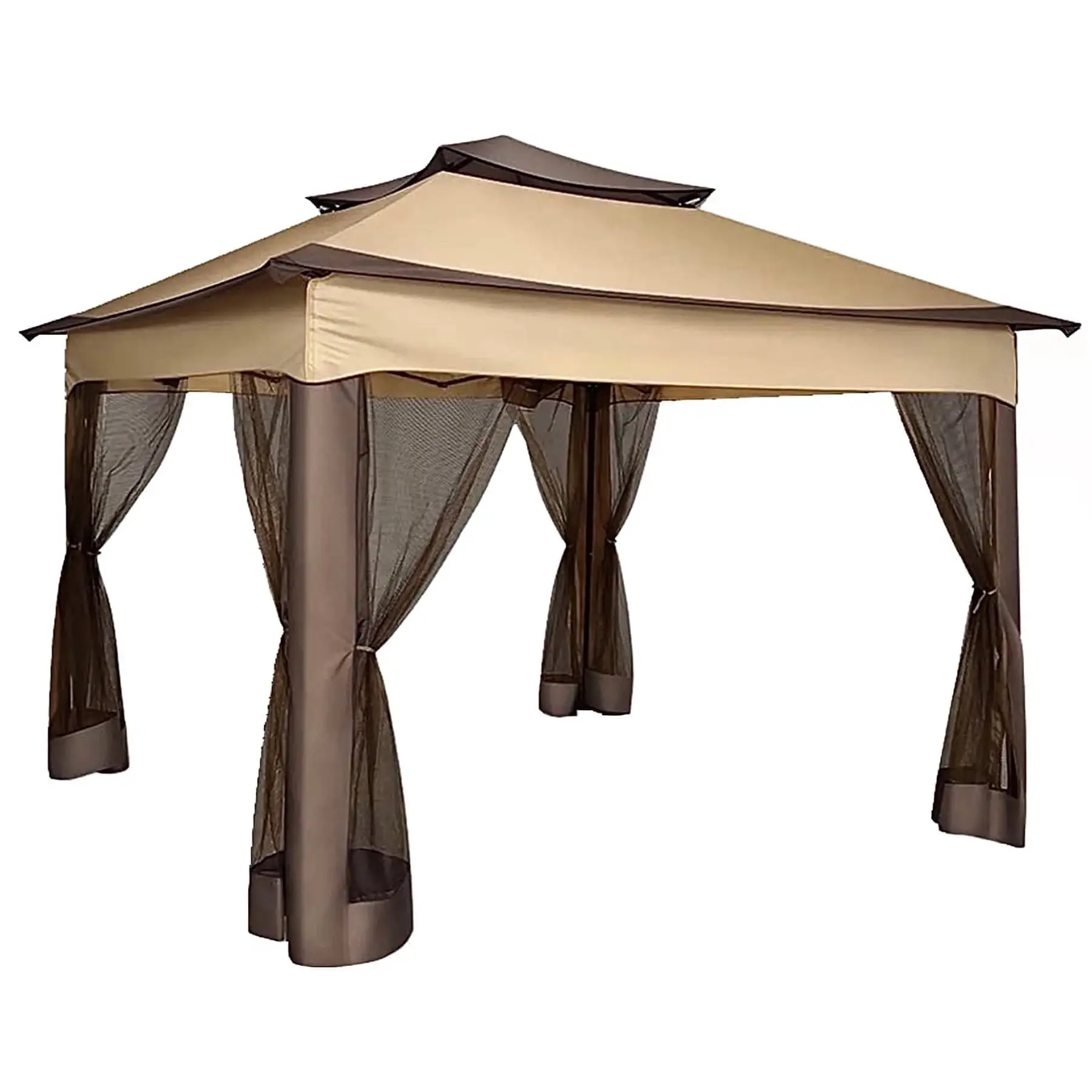 COBIZI Outdoor Canopy Gazebo 11x11 Pop Up Gazebo Patio Gazebo with 4 Mosquito Netting Outdoor Canopy Shelter with 121 Square Feet of Shade for Outdoor Lawn. Party. Garden. Backyard and Deck. Brown