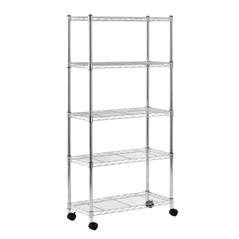 COOKCOK 5-Tier Wire Shelving. 35D x 17W x 73H Storage Shelves. Metal Shelves with Wheels. Height Adjustable Garage Shelf for Storage