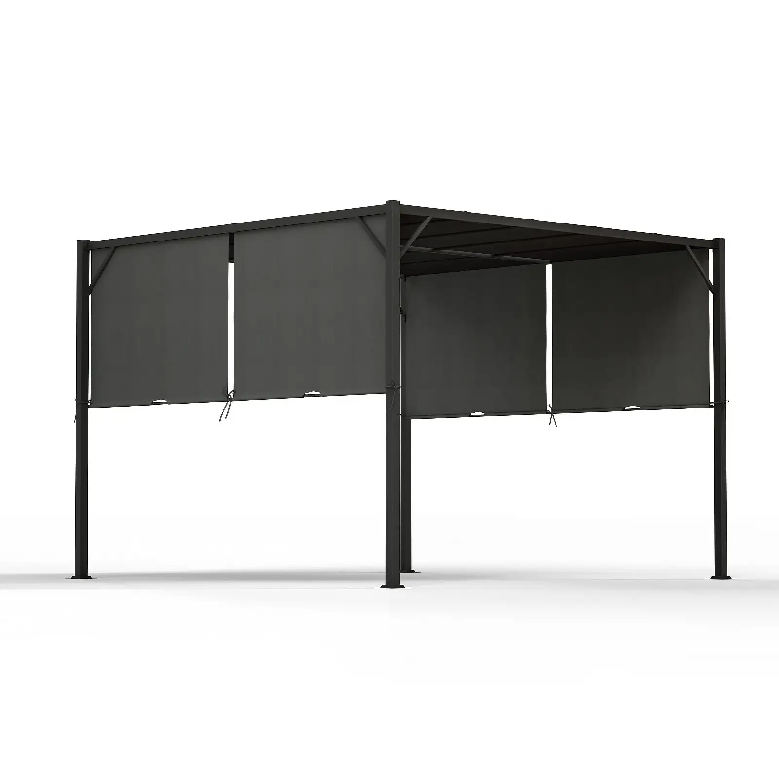 COSIEST 10'??10' Double Canopy Pergola. Outdoor All Iron Pergola with Two sunshades. Hardtop Gazebo Sun Shade for Patio Garden Backyard Pavilion