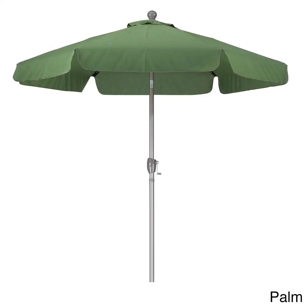 California Umbrella 7.5' Rd. Wind Resistance Market Umbrella. Crank Open. Push Button Tilt. Champagne Finish. Polyester Fabric champagne finish