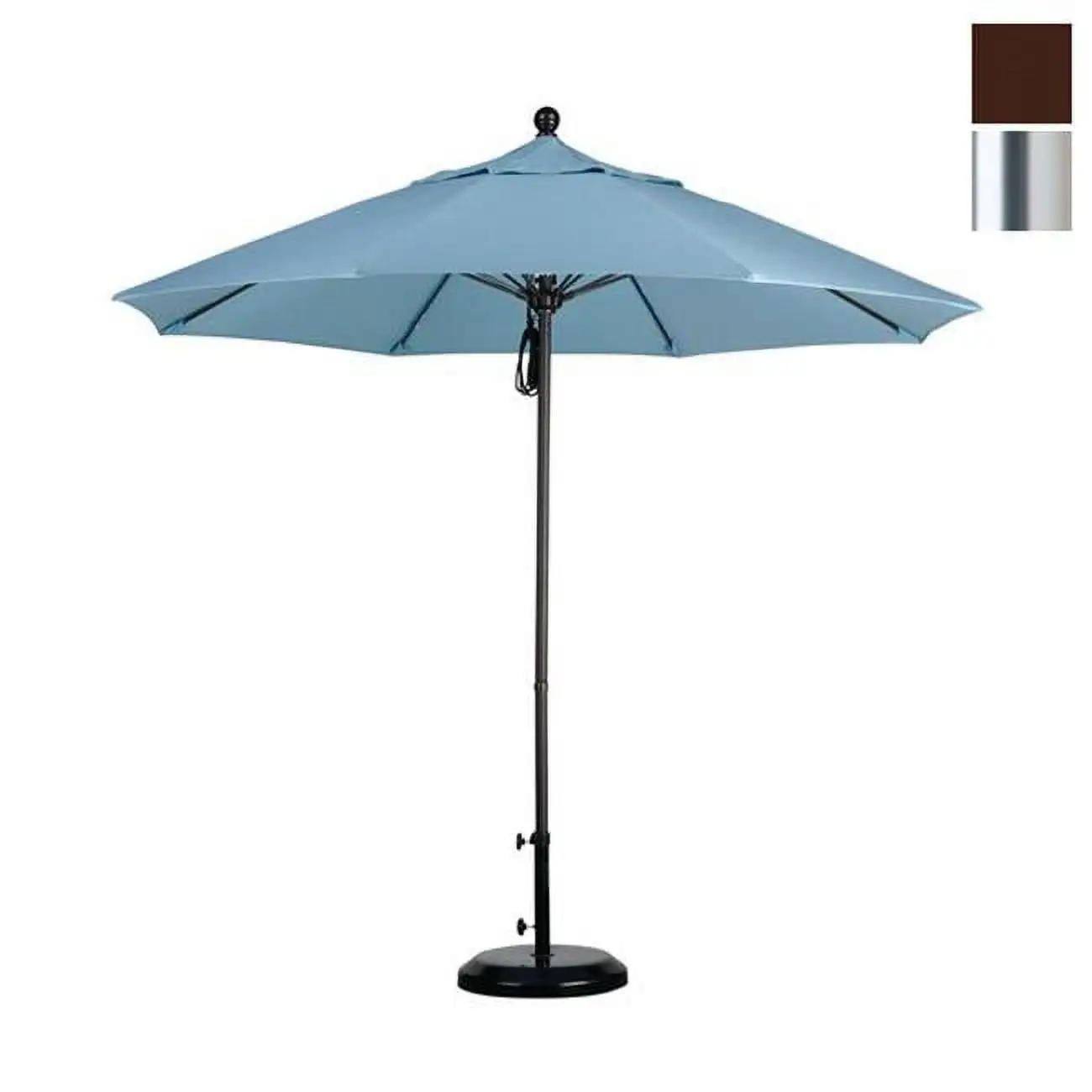 California Umbrella Venture 9' Silver Market Umbrella in Mocha