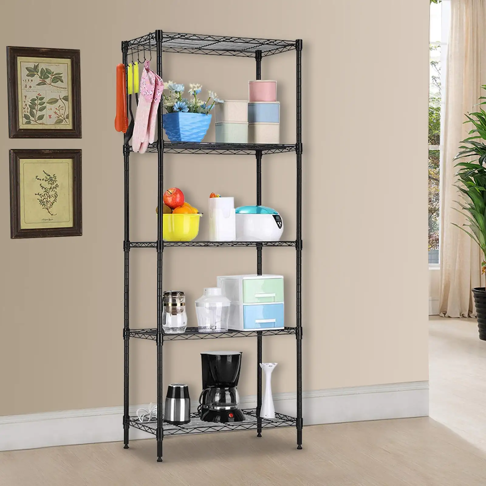 Canddidliike 4-Tier Wire Shelving Unit Storage Rack Metal Shelf Organizer. Wire Rack Shelving for Kitchen Bathroom Garage Balcony 21.25 x 11.42 x 59.06. Black