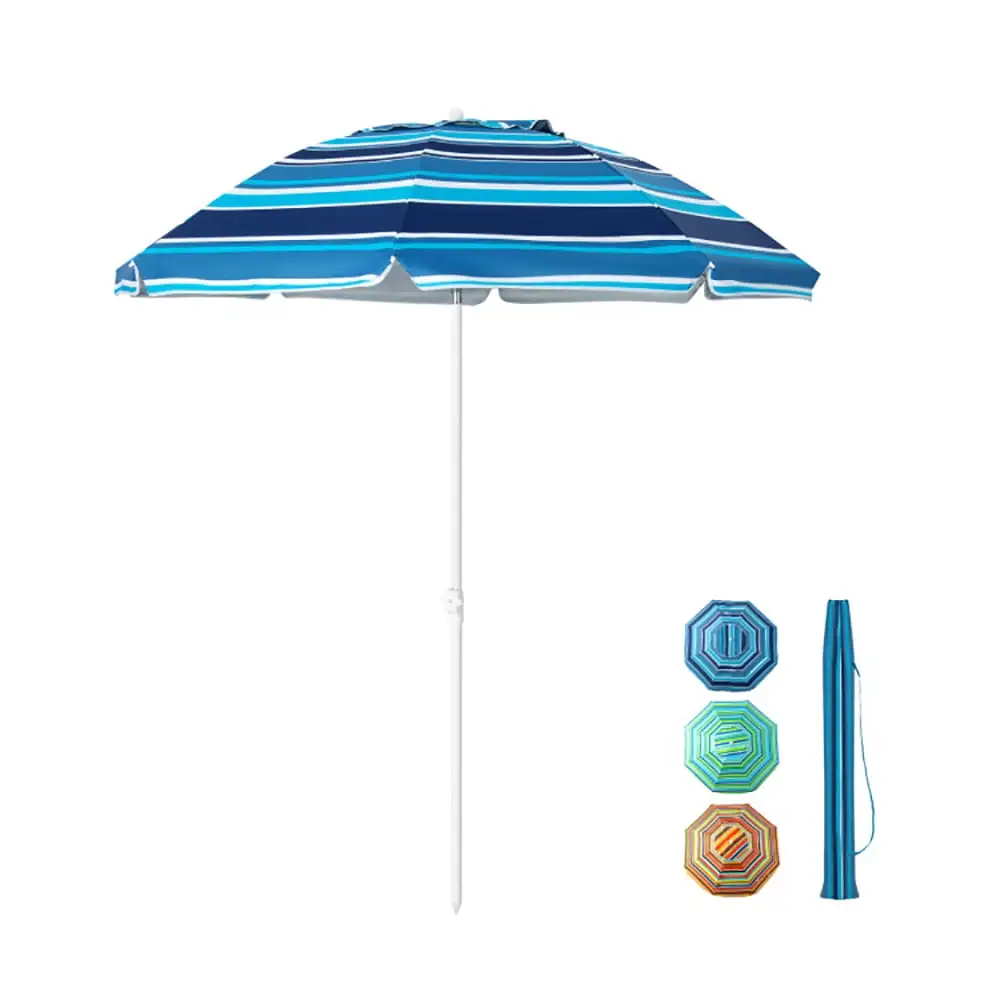 Canddidliike 6.5 Feet Patio Beach Umbrella with Waterproof Polyester Fabric-Blue. Outdoor Table Umbrella. Yard Umbrella. Patio Umbrellas for Outdoor Patio Backyard Garden Lawn Sun Shade