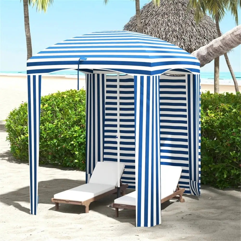 Canddidliike Outdoor Umbrella-Blue White. Market Umbrella for Garden. Deck. Backyard. Pool