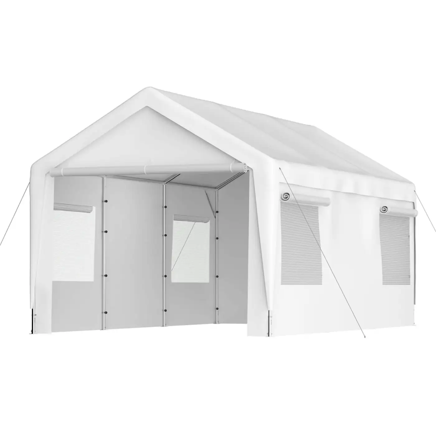 Carport 10'x20' Heavy Duty Canopy Steel Canopy Storage Shed. Portable Garage Party Tent. Portable Garage with Removable Sidewalls & Doors All-Season Tarp for Car. Truck. Party (White)