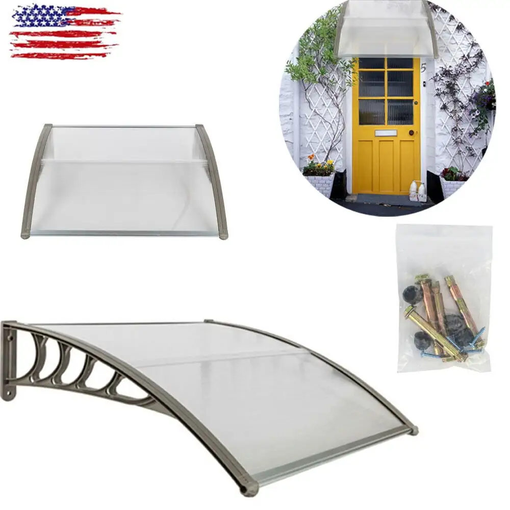 Clearance! Door Window Awning Canopy. Polycarbonate Cover Front Door Outdoor Flandre Awning Canopy UV Rain Snow Protection Hollow Sheet 39.37 x 31.5 inch