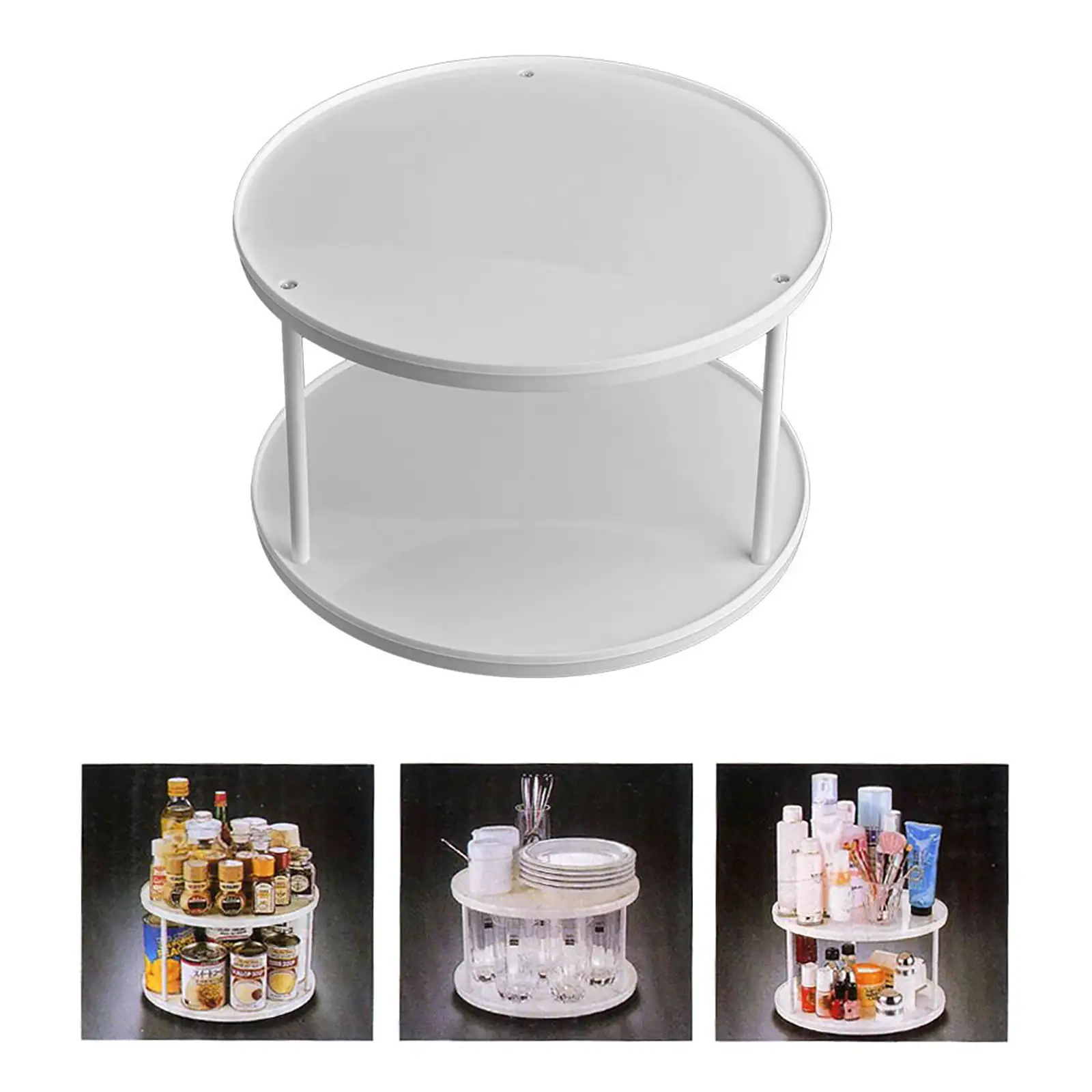 Clearance! Hilingoto Food Storage. Rotation Rotating Kitchen Two Layer Multifunctional Combination Shelf Cosmetics Storage Rack