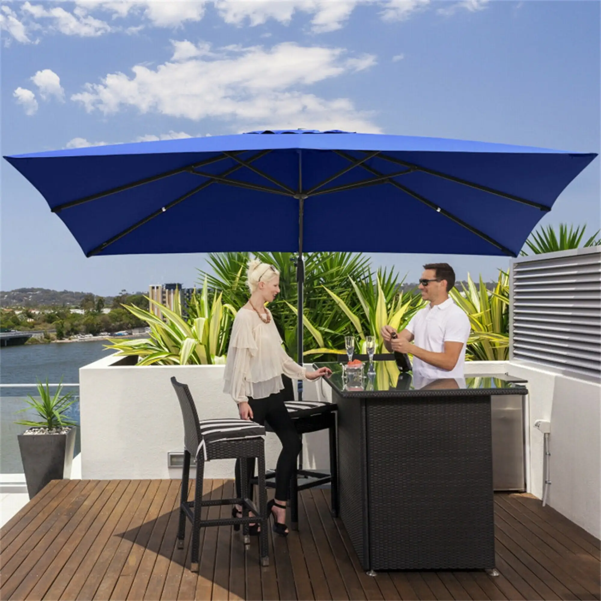 Clihome 10'x13' Ft Rectangular Cantilever Umbrella Navy