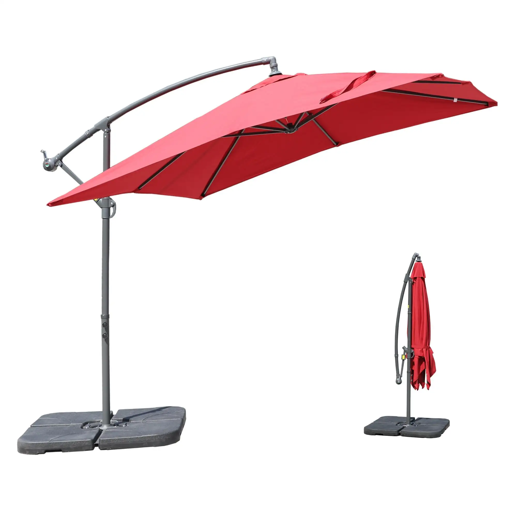 Clihome 8.3 x 8.3 Ft Patio Square Cantilever Umbrella Without Base Red