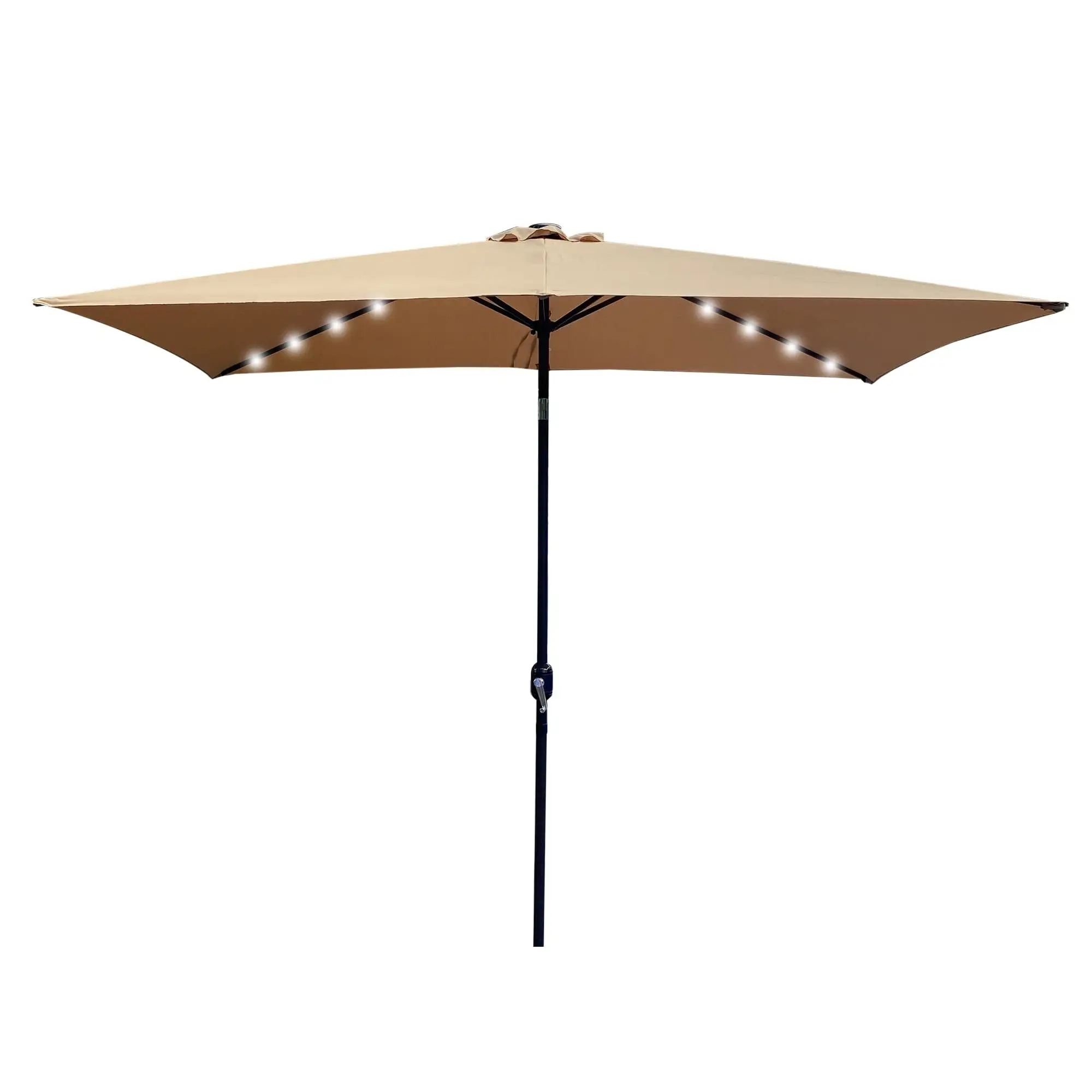 Clihome Outdoor Patio Umbrella 10 Ft x 6.5 Ft Rectangular with Crank Taupe