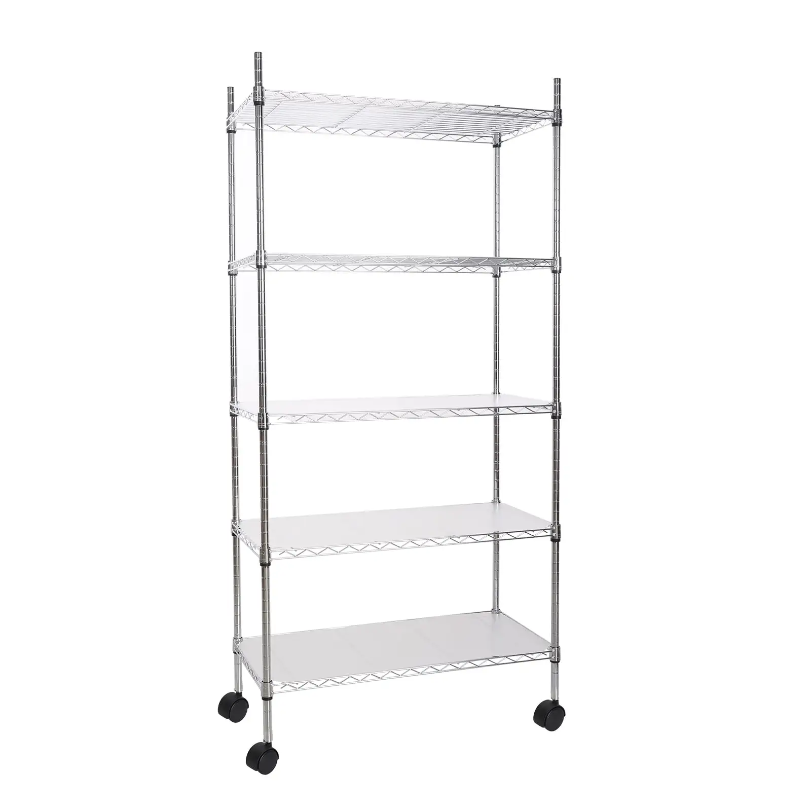 CoSoTower 5 Tier Shelf Wire Shelving Unit. Nsf Heavy Duty Wire Shelf Metal Large Storage Shelves Height Adjustable Utility for Garage Kitchen Office Commercial Shelving Steel Layer Shelf - Chrome