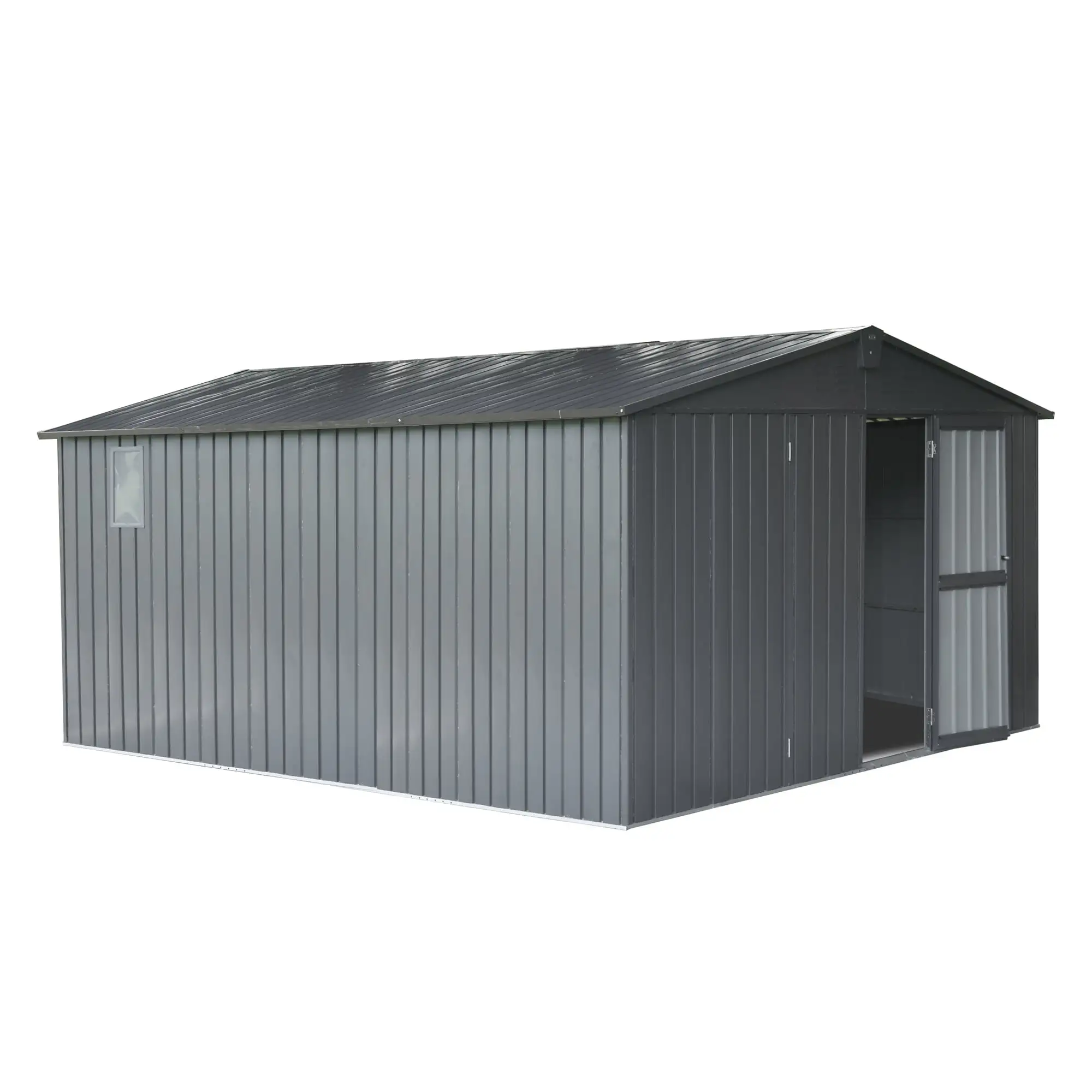 CoSoTower Backyard Storage Shed 11' X 12.5' with Galvanized Steel Frame & Windows. Outdoor Garden Shed Metal Utility Tool Storage Room with Lockable Door for Patio(Dark Gray)