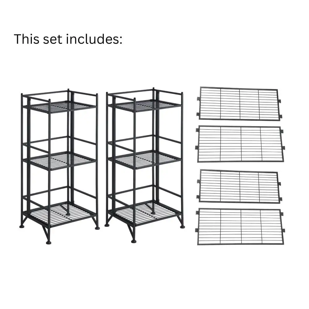 Convenience Concepts Xtra Storage 3-Tier Metal Folding Shelves in Black