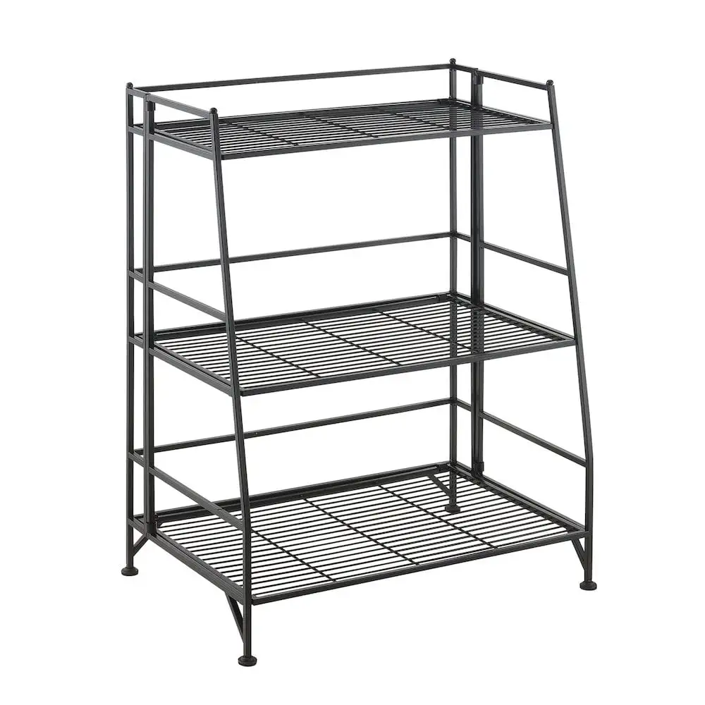 Convenience Concepts Xtra Storage Three-Tier Ladder Folding Black Metal Shelf