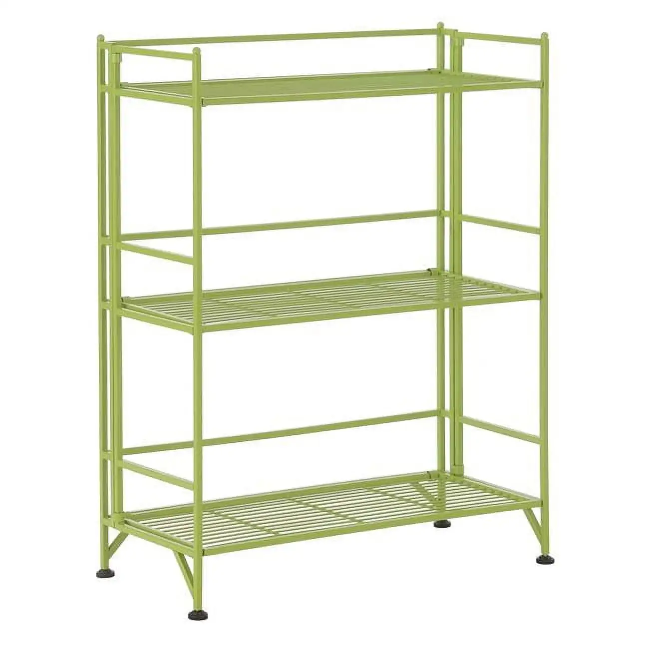 Convenience Conecpts Xtra Storage Three-Tier Wide Folding Shelf - Green. Metal - 25.25 x 11.25 x 33 in.