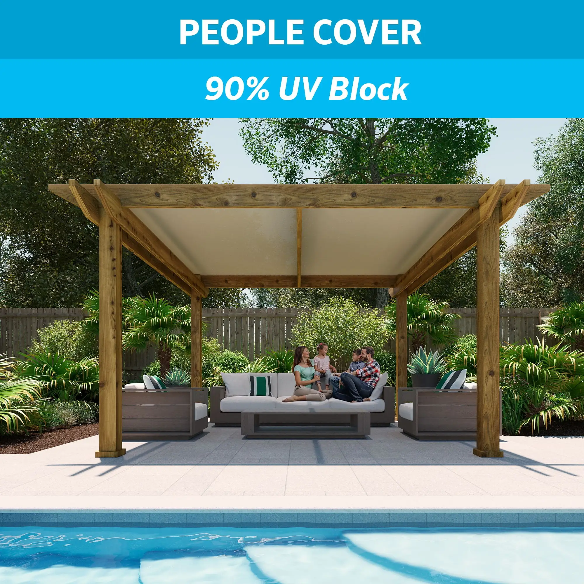 Coolaroo 90% UV Block Protection and Privacy Screen Sun Shade Fabric for Pergolas. Porches. and Gazebos. 12' x 50'. Wheat