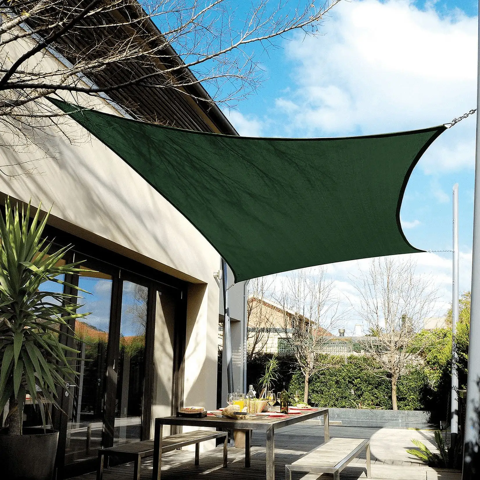 Coolaroo Coolhaven Outdoor Sun Shade Sail 95% UV Block Protection for Garden. Patio. Backyard. 12' Square. Heritage Green