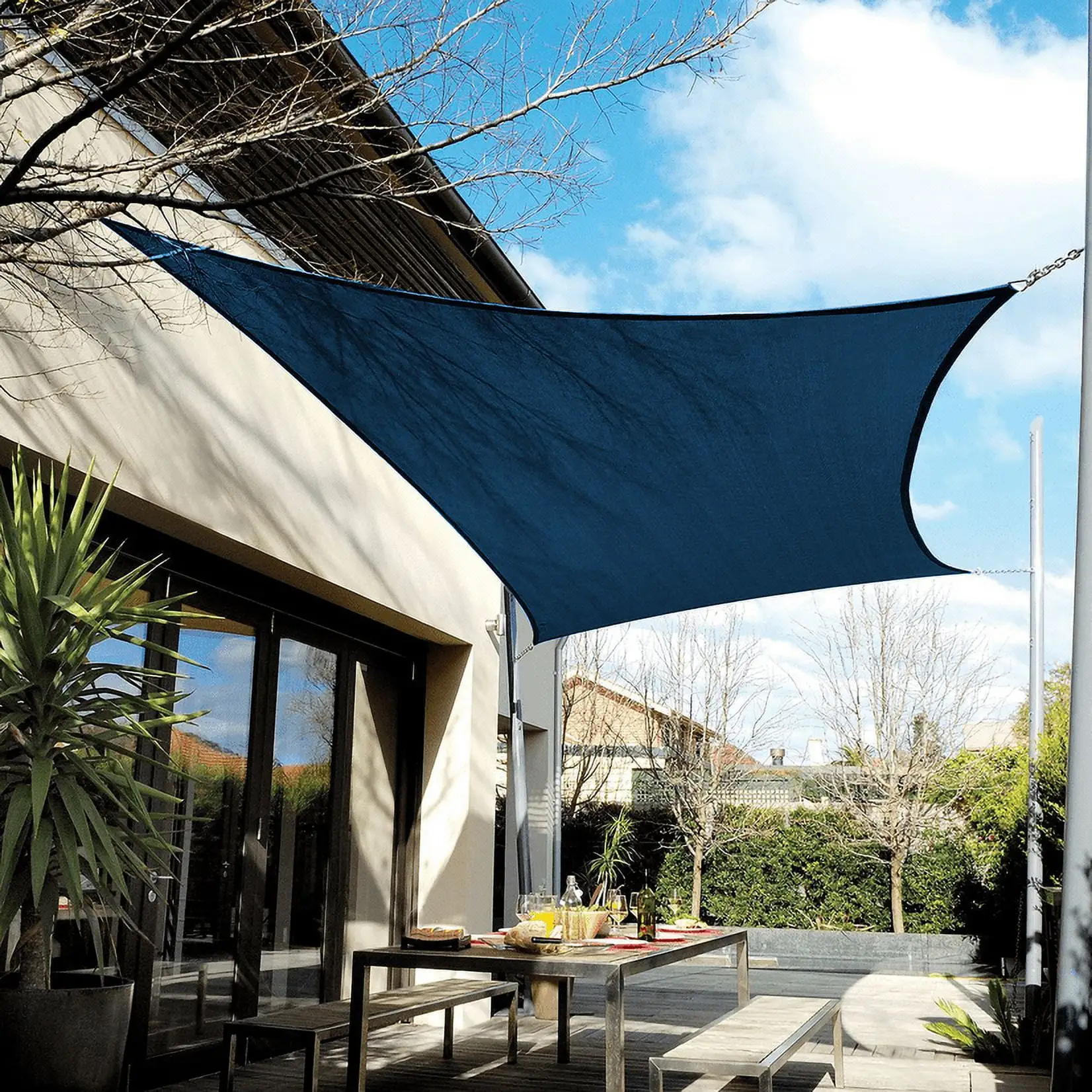 Coolaroo Coolhaven Outdoor Sun Shade Sail 95% UV Block Protection for Garden. Patio. Backyard. 12' Square. Sapphire