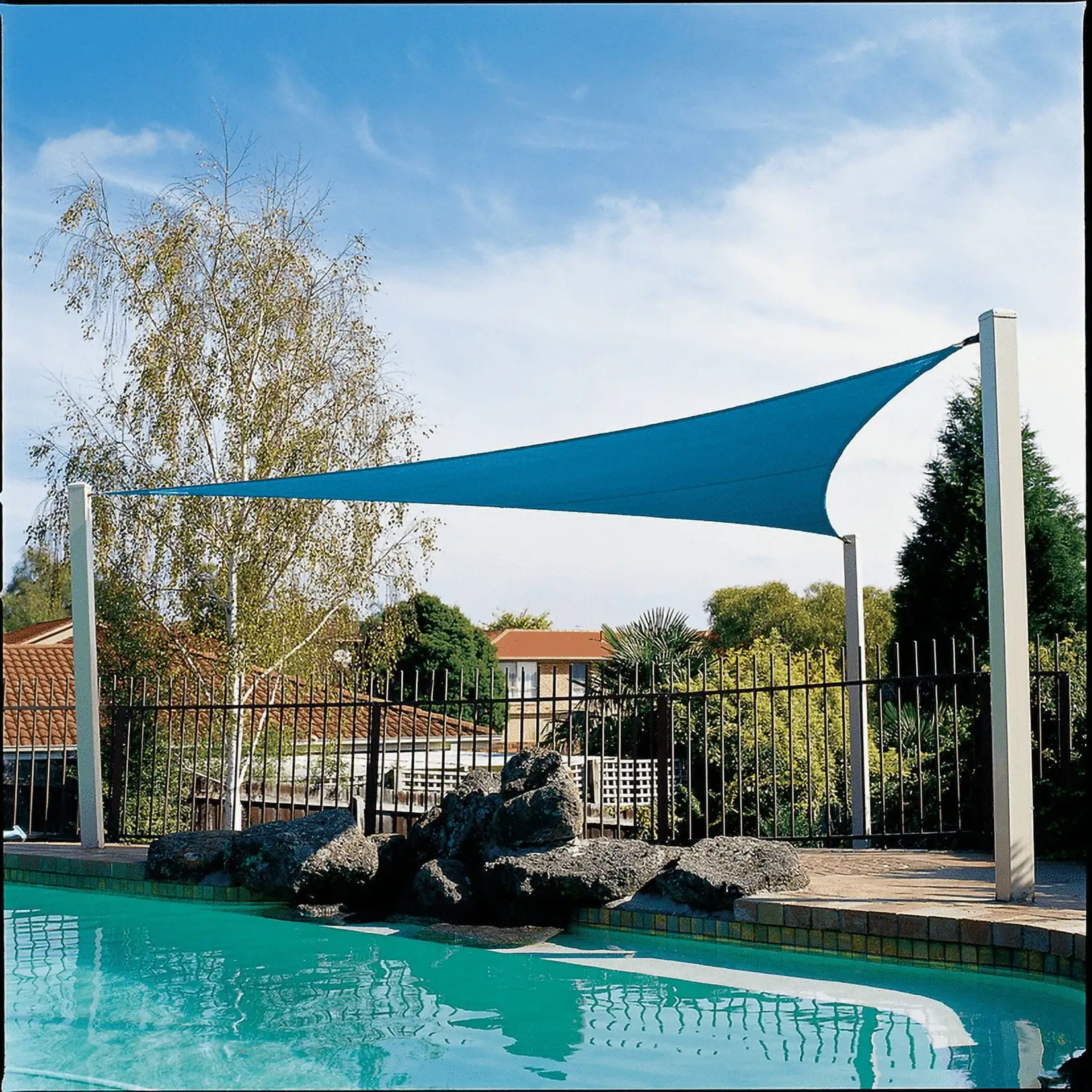 Coolaroo Coolhaven Outdoor Sun Shade Sail With Hardware Kit 95% UV Block Protection for Garden. Patio. Backyard. 15' x 12' x 9' Triangle. Sapphire