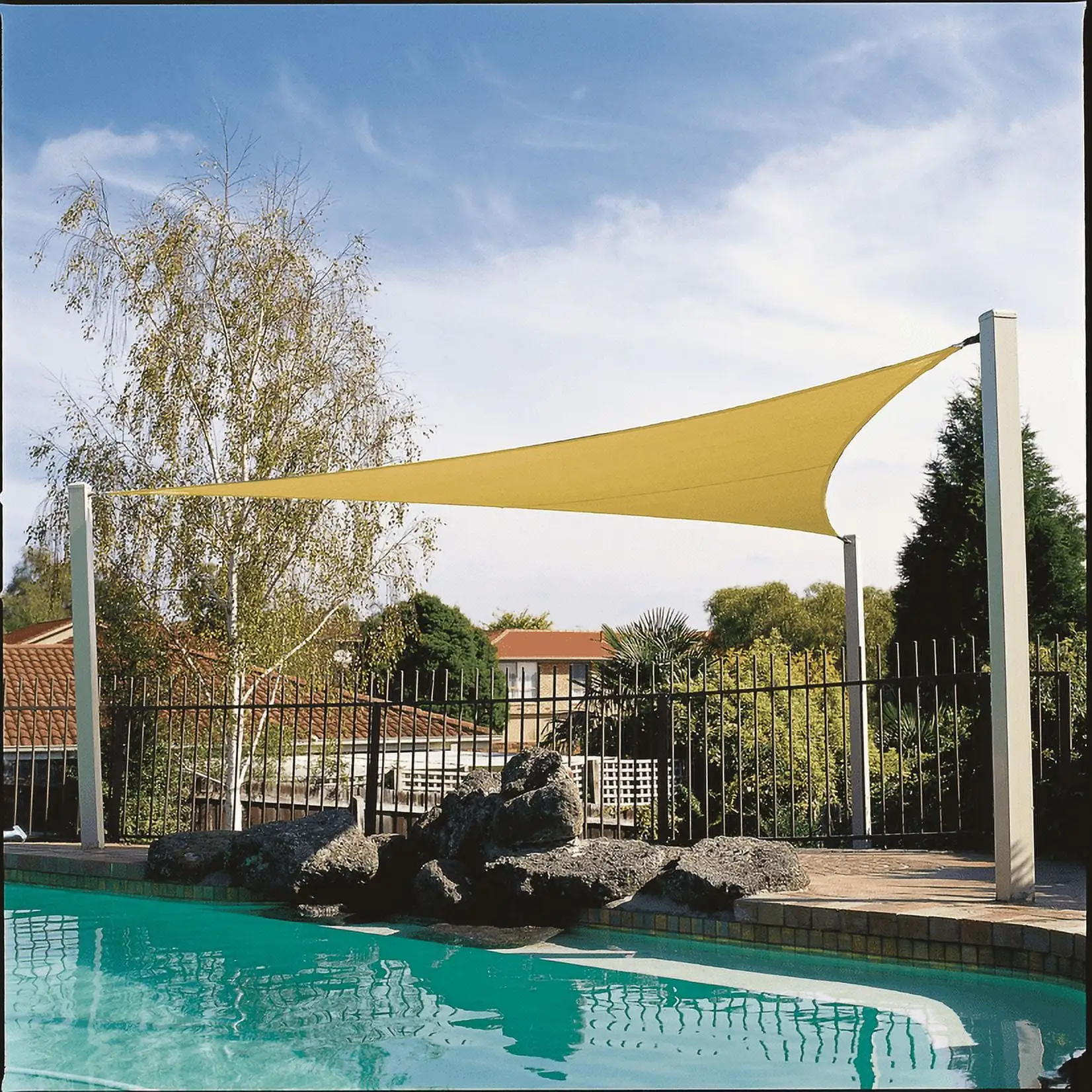 Coolaroo Coolhaven Outdoor Sun Shade Sail With Hardware Kit 95% UV Block Protection for Garden. Patio. Backyard. 18' Triangle. Sahara